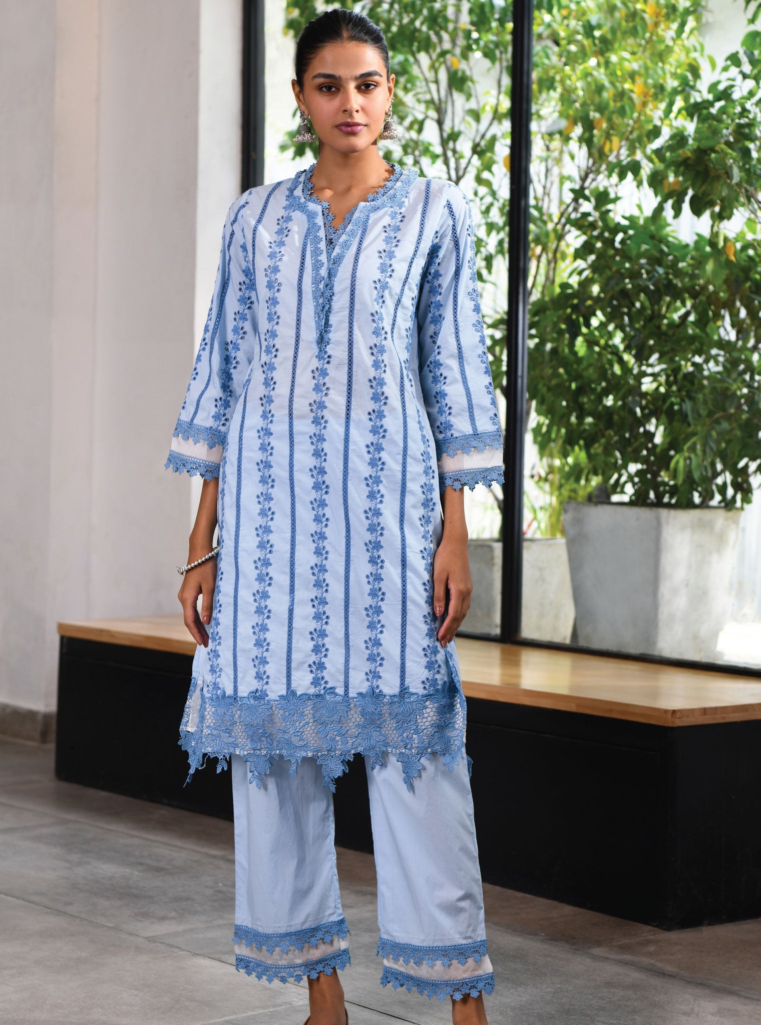 Barnet Supima Cotton Blue Kurta Set