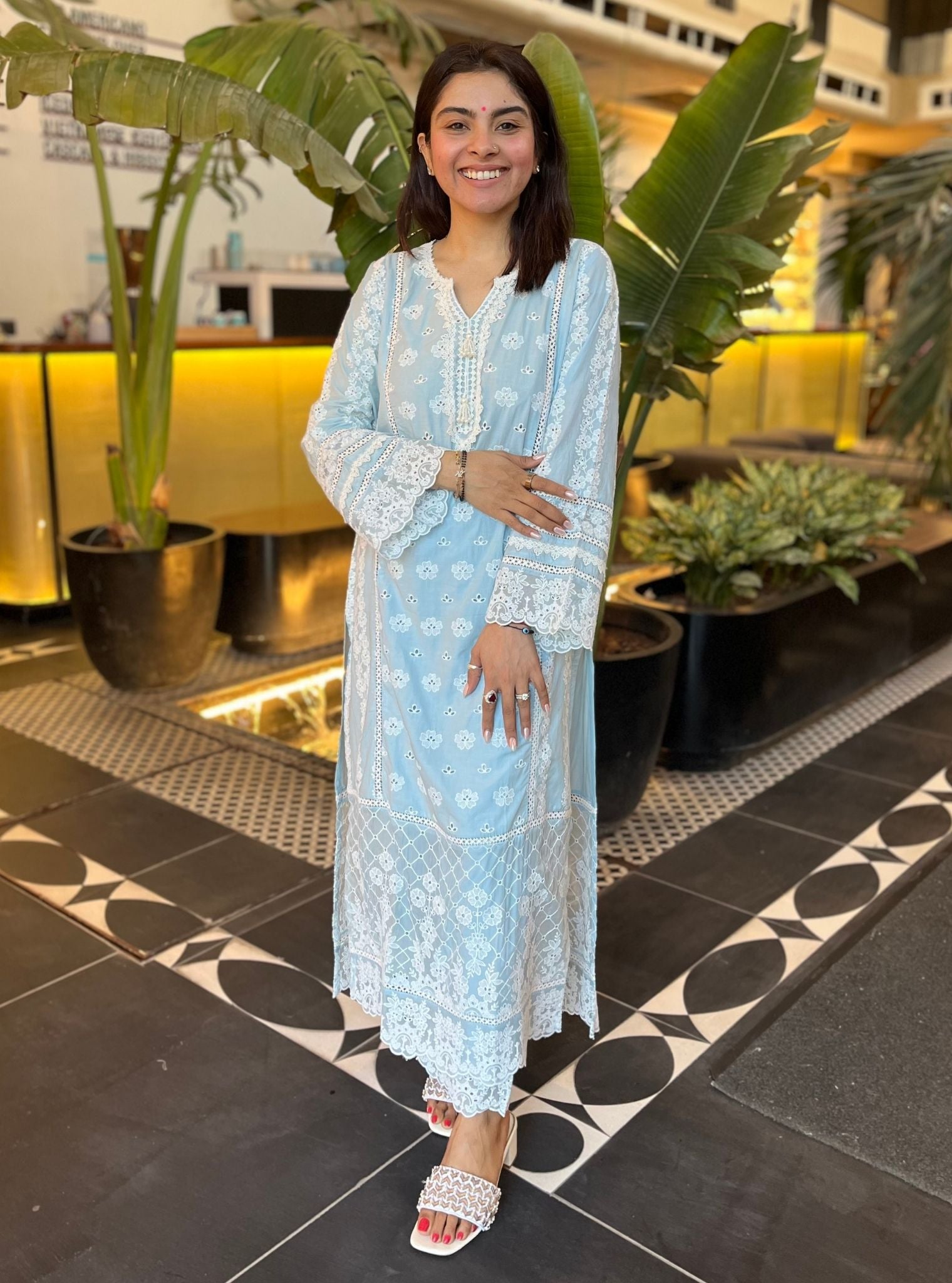 Tamaya Supima Cotton Light Blue Kurta Set