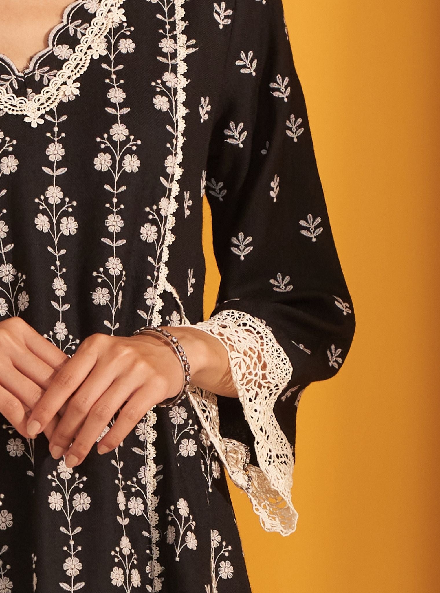 Selby Wool Black Kurta Set