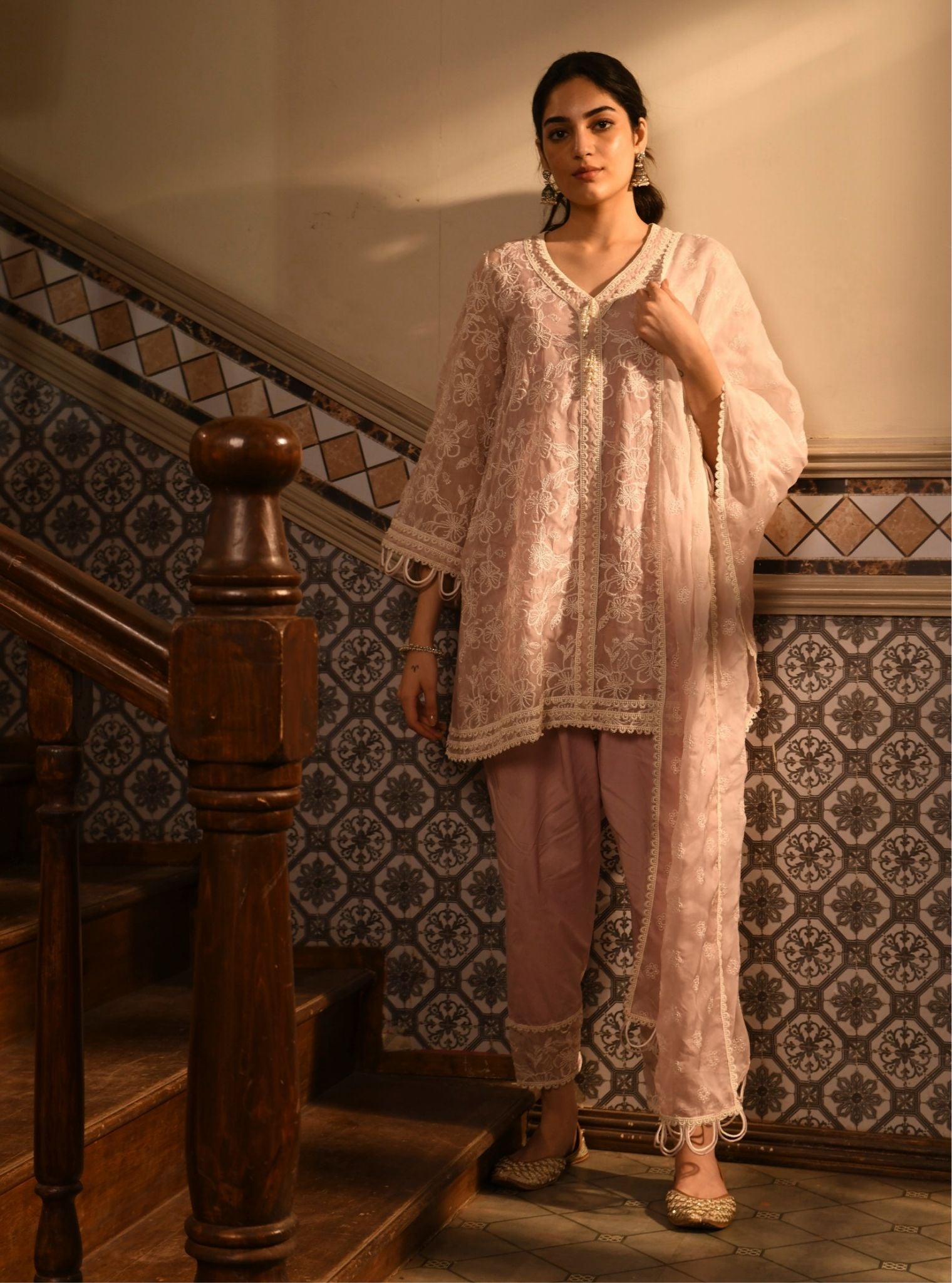 Alma Organza Dusty Pink Kurta Set
