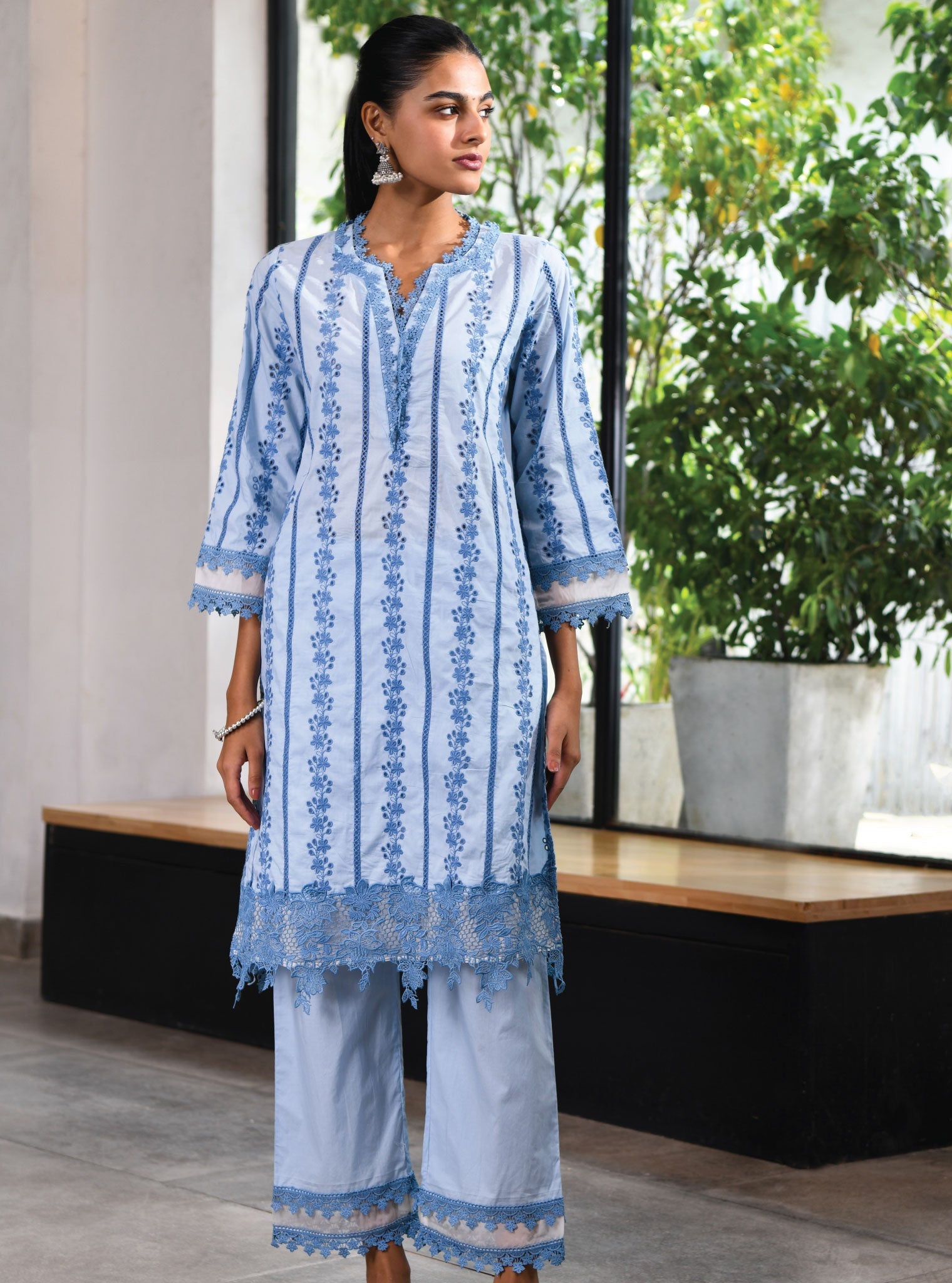 Barnet Supima Cotton Blue Kurta Set