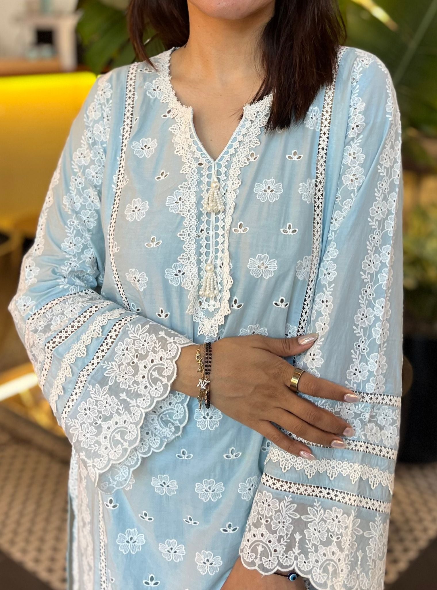 Tamaya Supima Cotton Light Blue Kurta Set