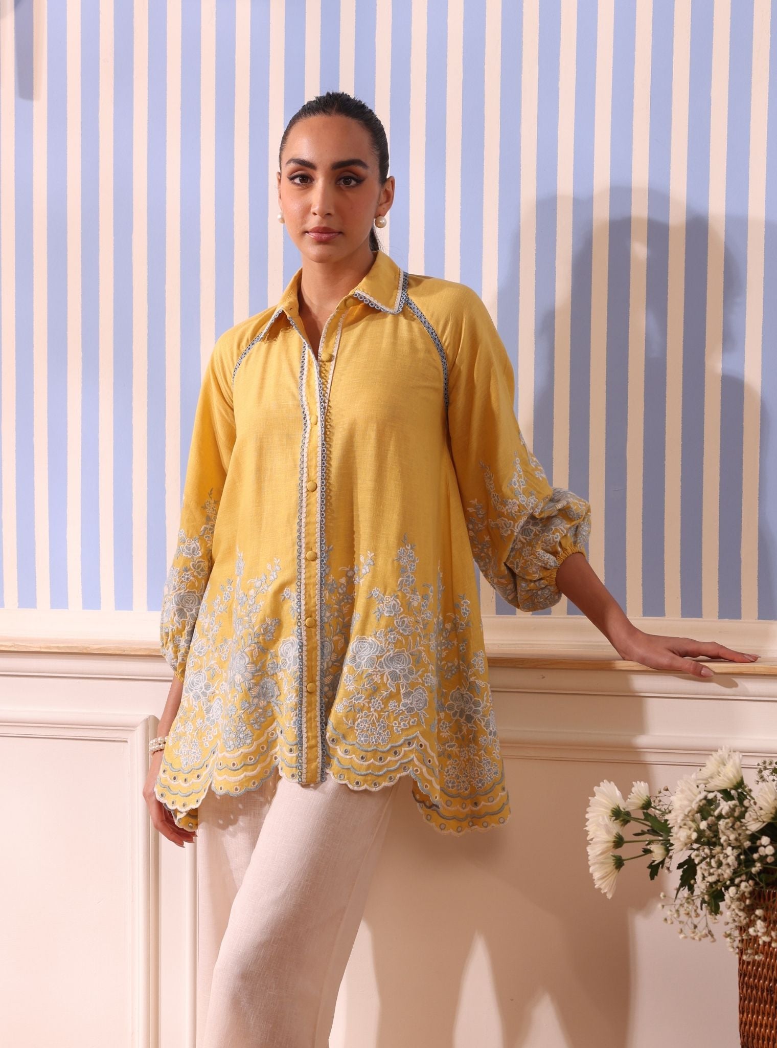 Paloma Linen Yellow Shirt With Saelys Pant
