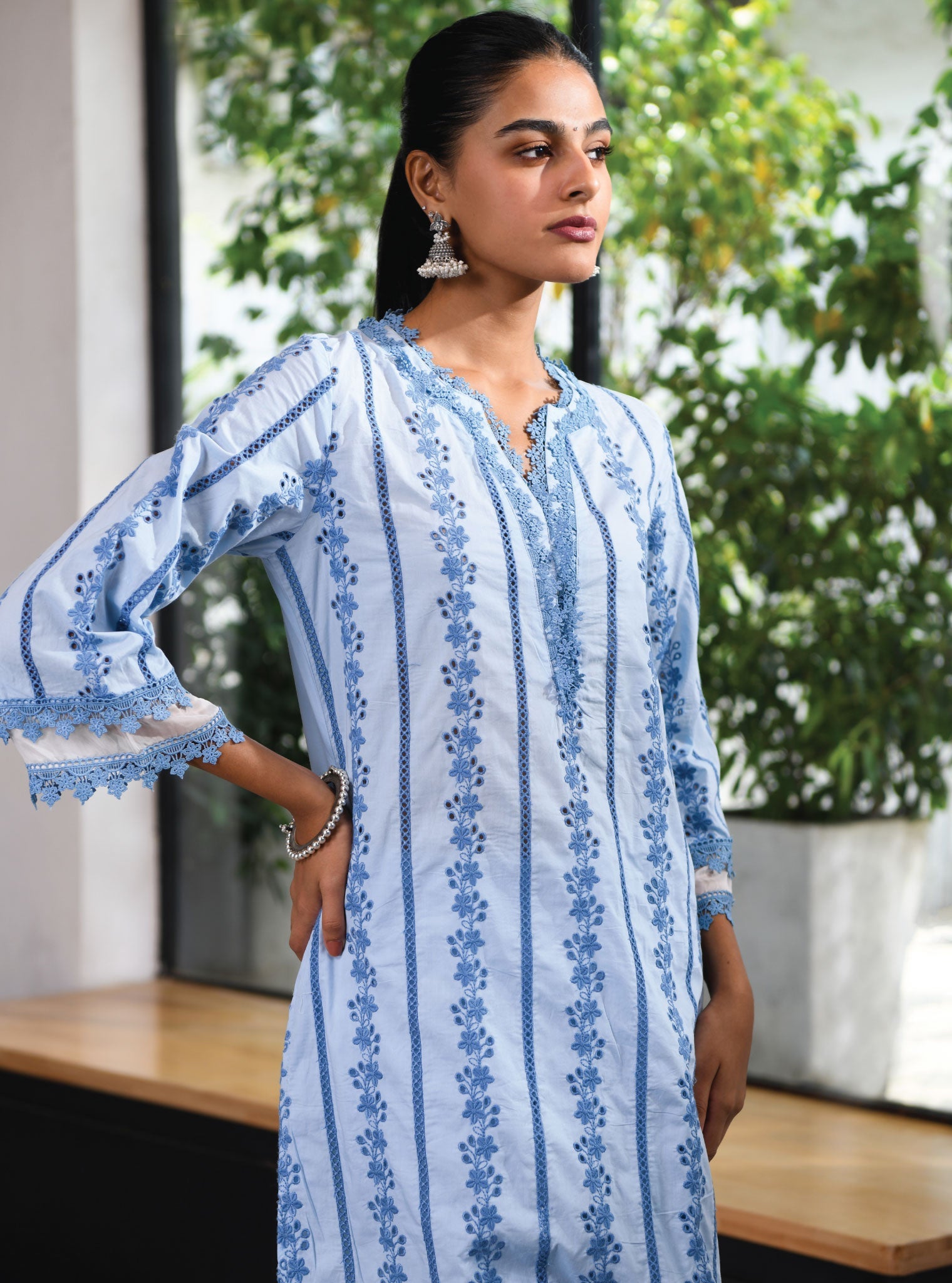 Barnet Supima Cotton Blue Kurta Set