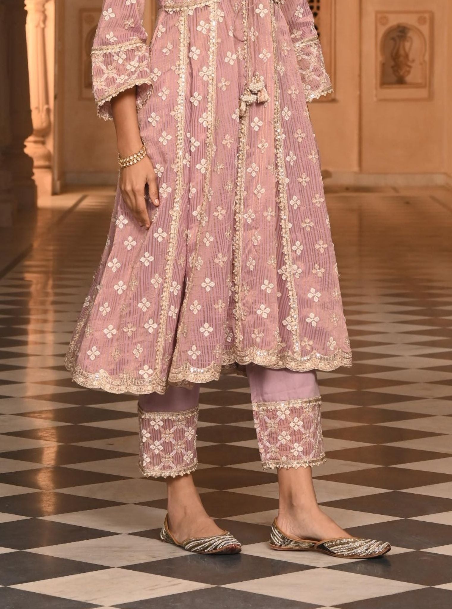 Bhumbro Banarsi Lilac Anarkali Kurta Set
