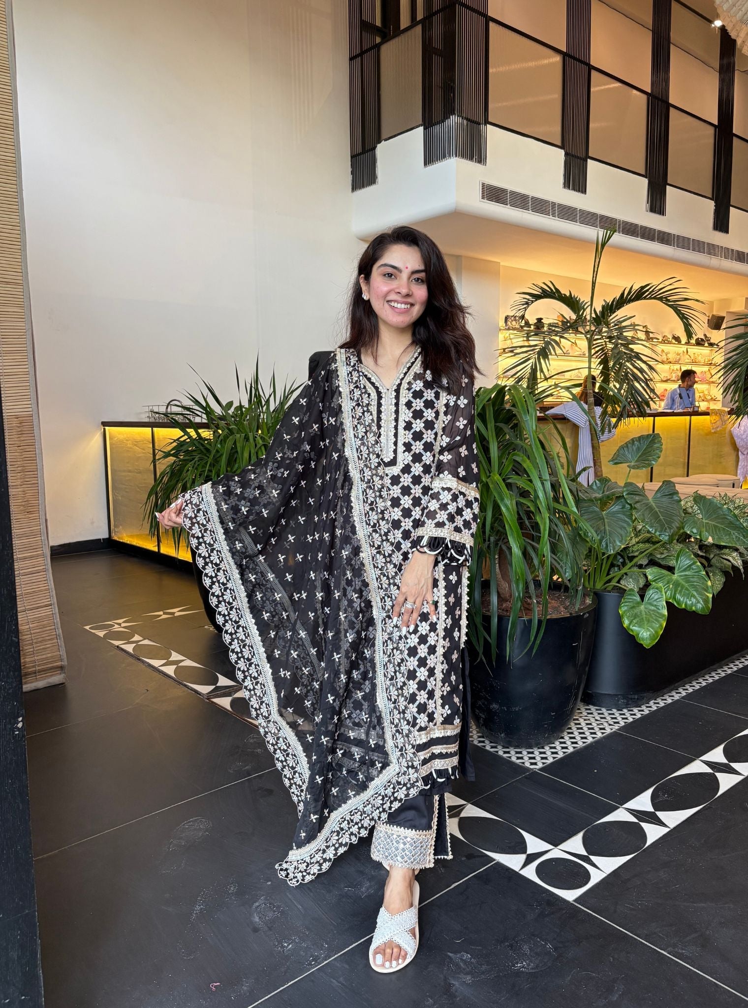 Citra Organza Black Kurta with Samici Black Pant Set