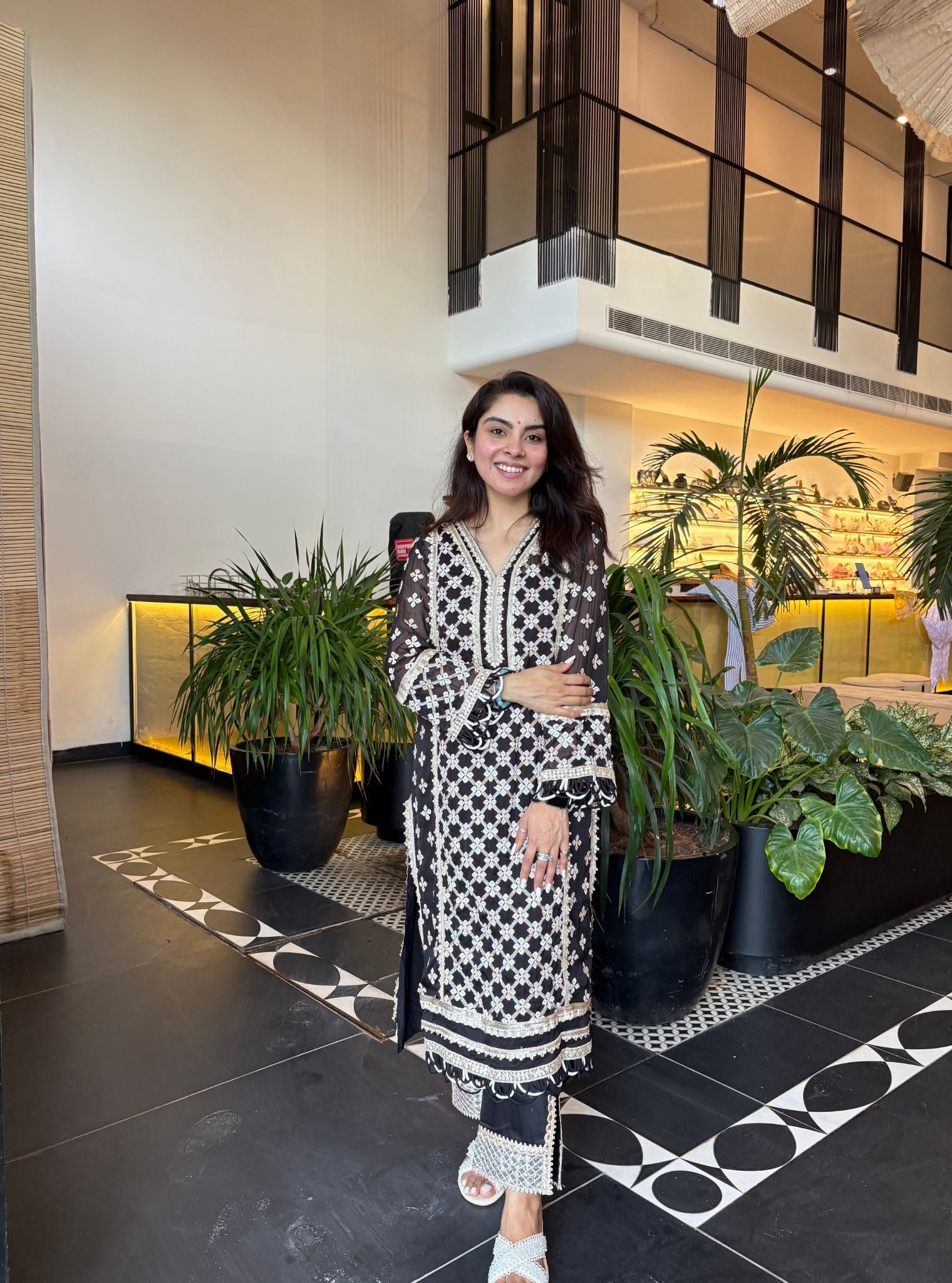 Citra Organza Black Kurta with Samici Black Pant Set