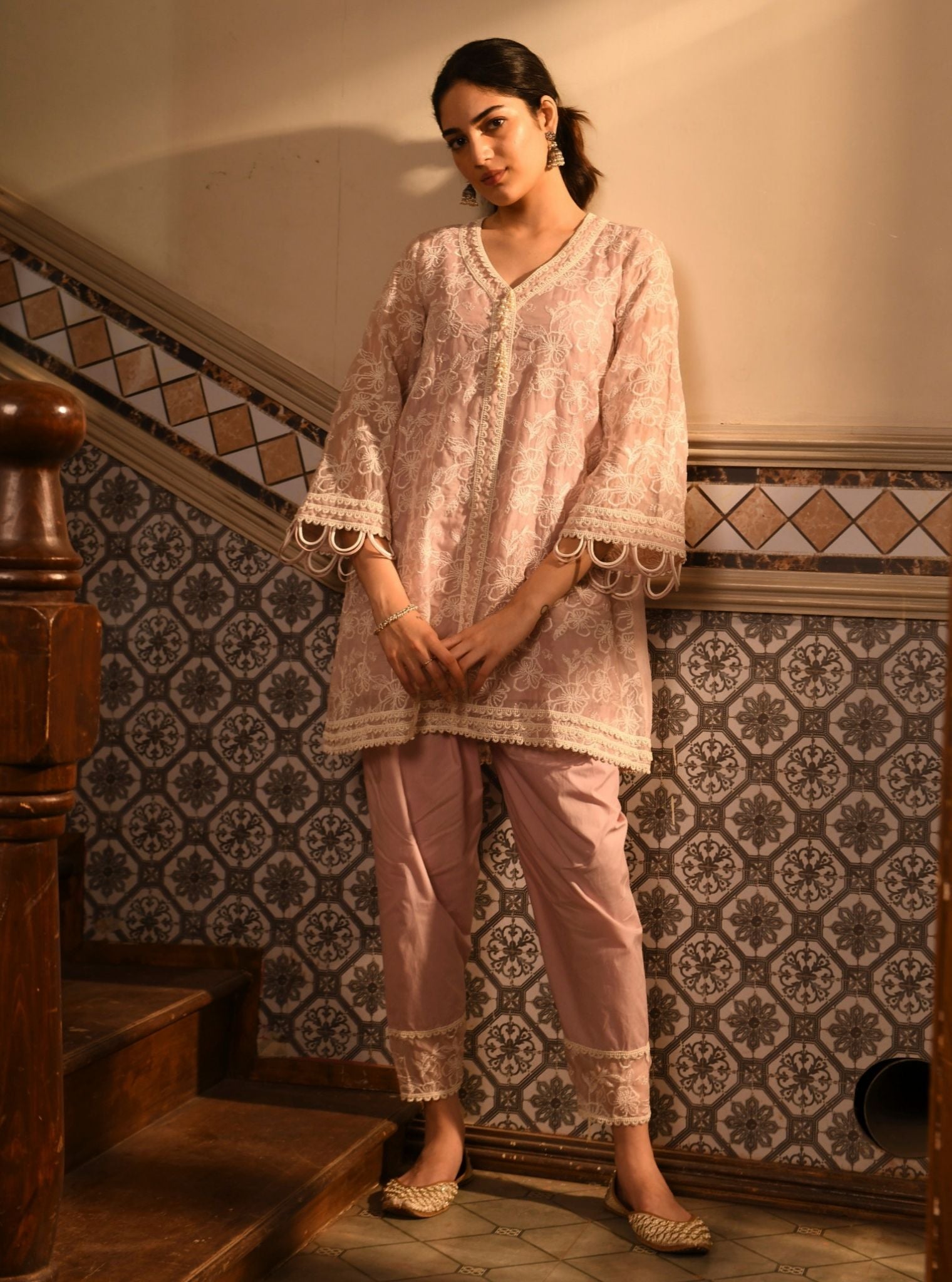Alma Organza Dusty Pink Kurta Set