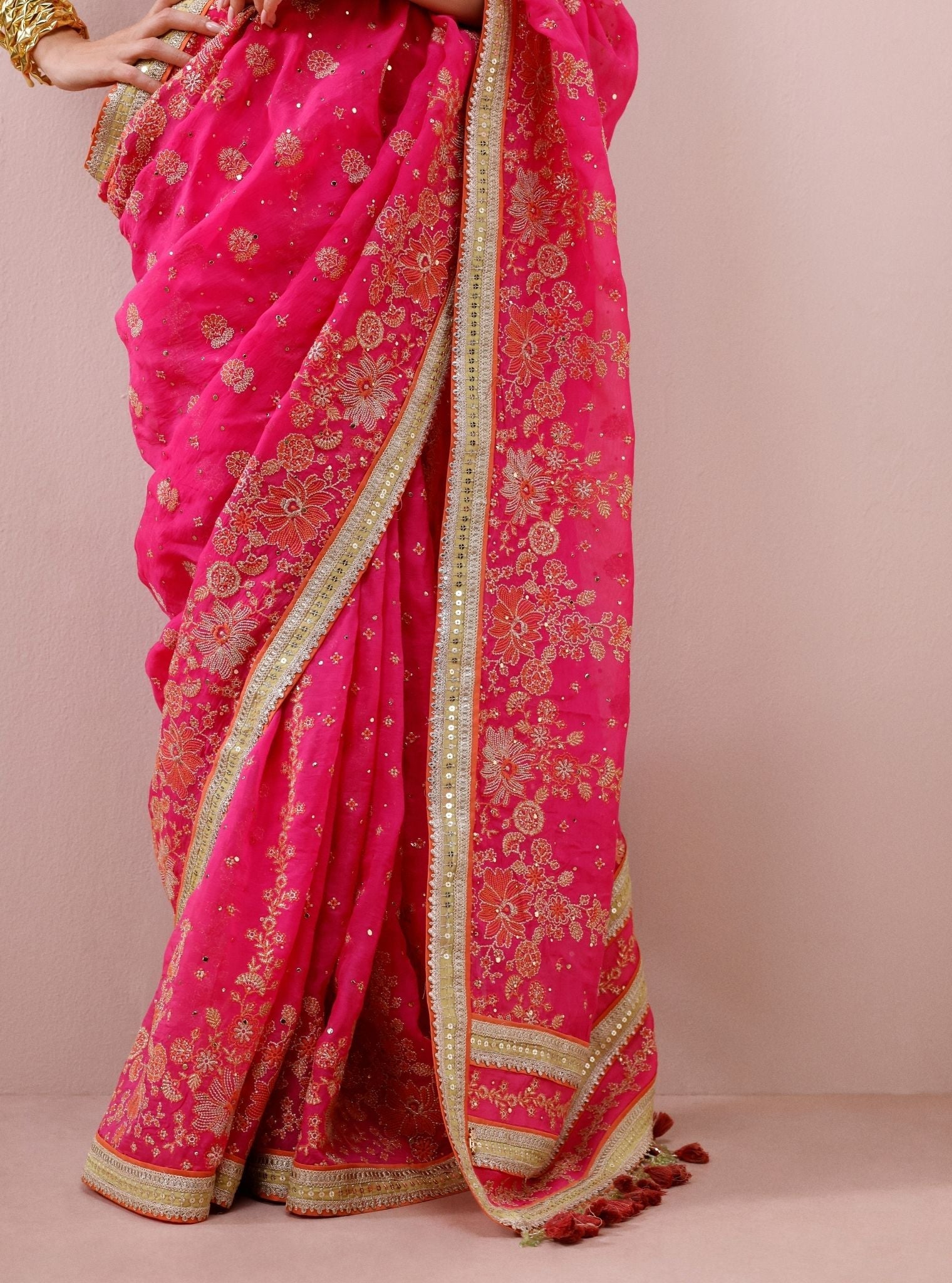 Lavi Organza Fuchsia Saree