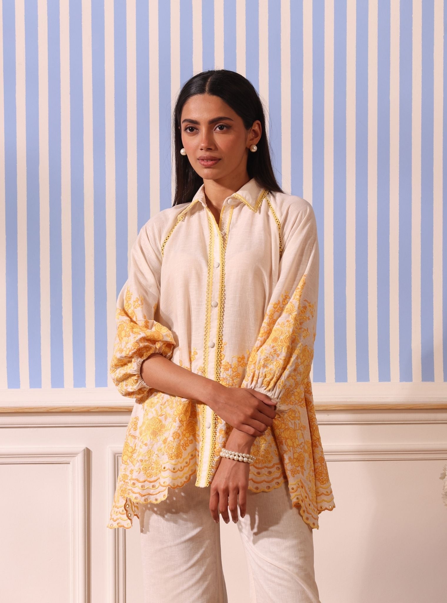 Paloma Linen Off White Shirt With Saelys Pant
