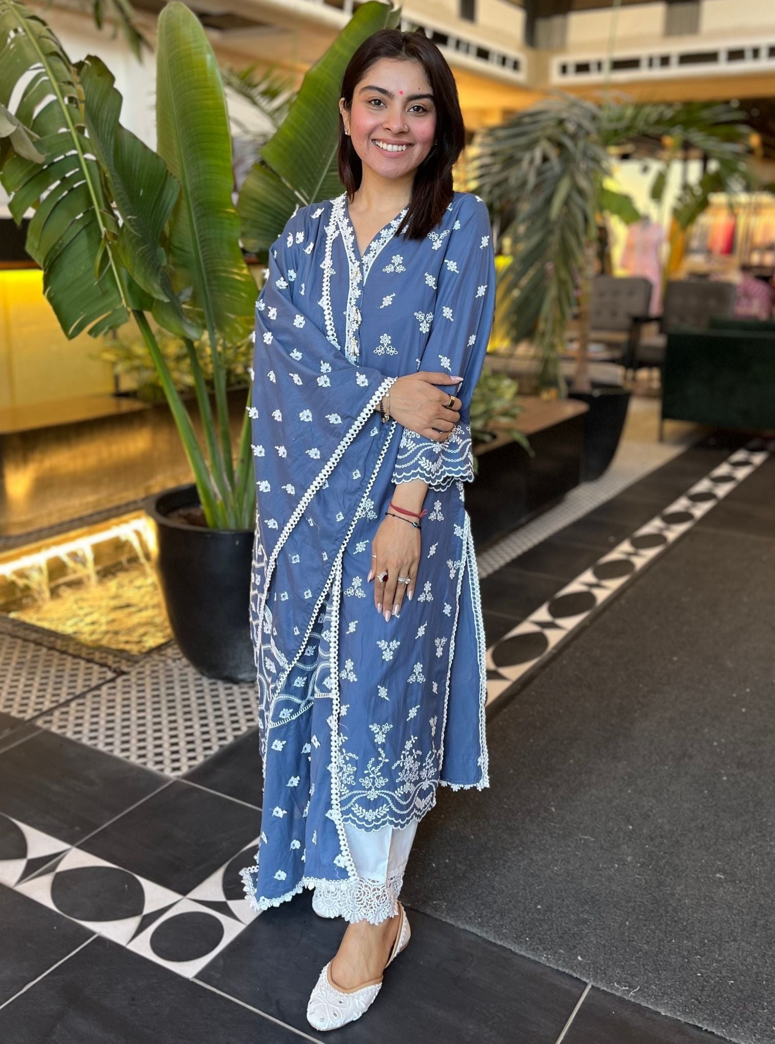 Satari Supima Cotton Navy Kurta Set