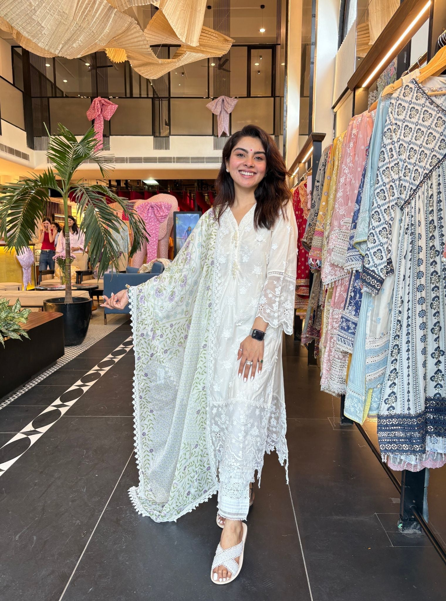 Reeva Supima Cotton Off White Kurta with New Pintuck White Pant Set