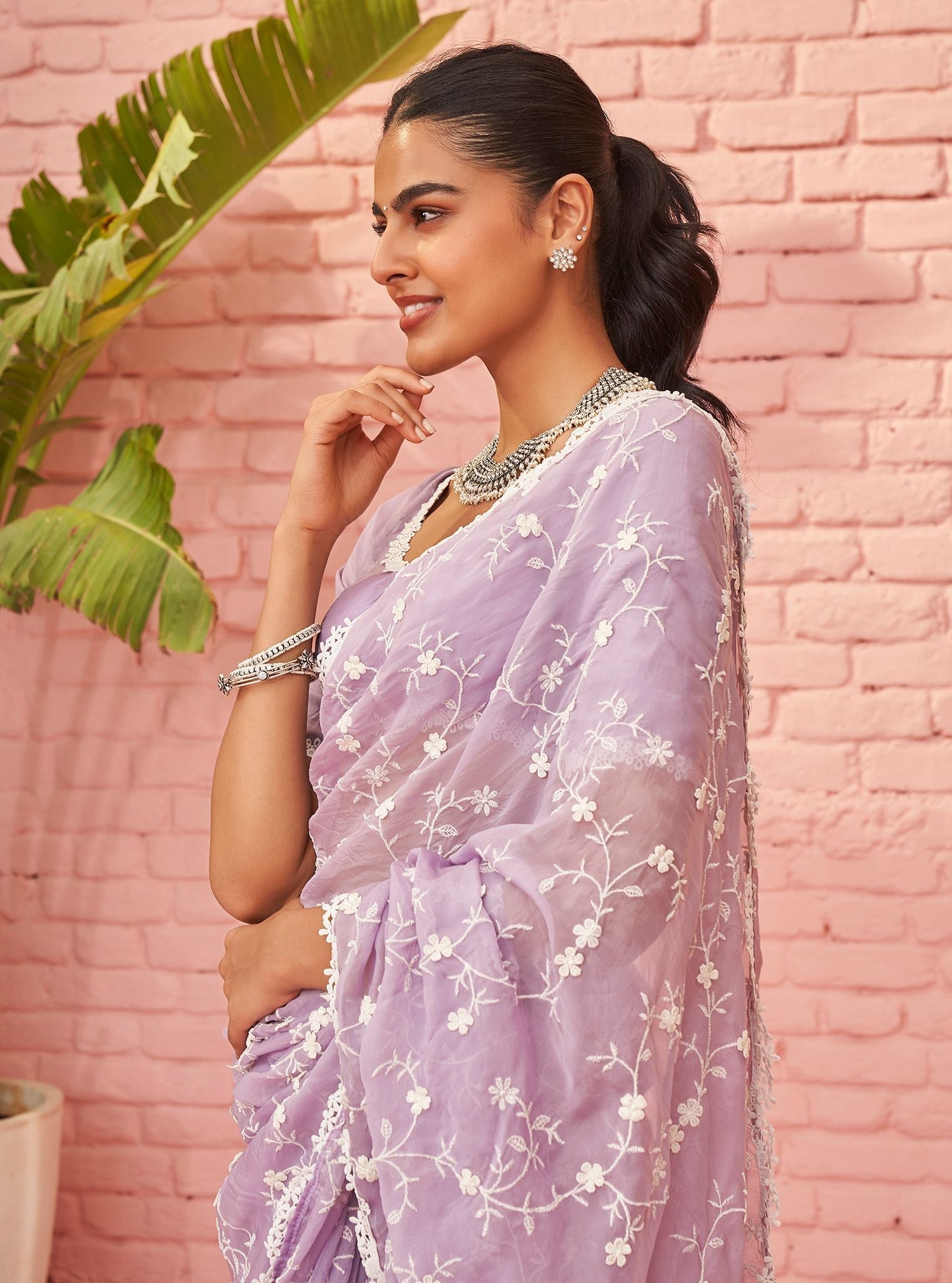 Satika Organza Lavender Saree