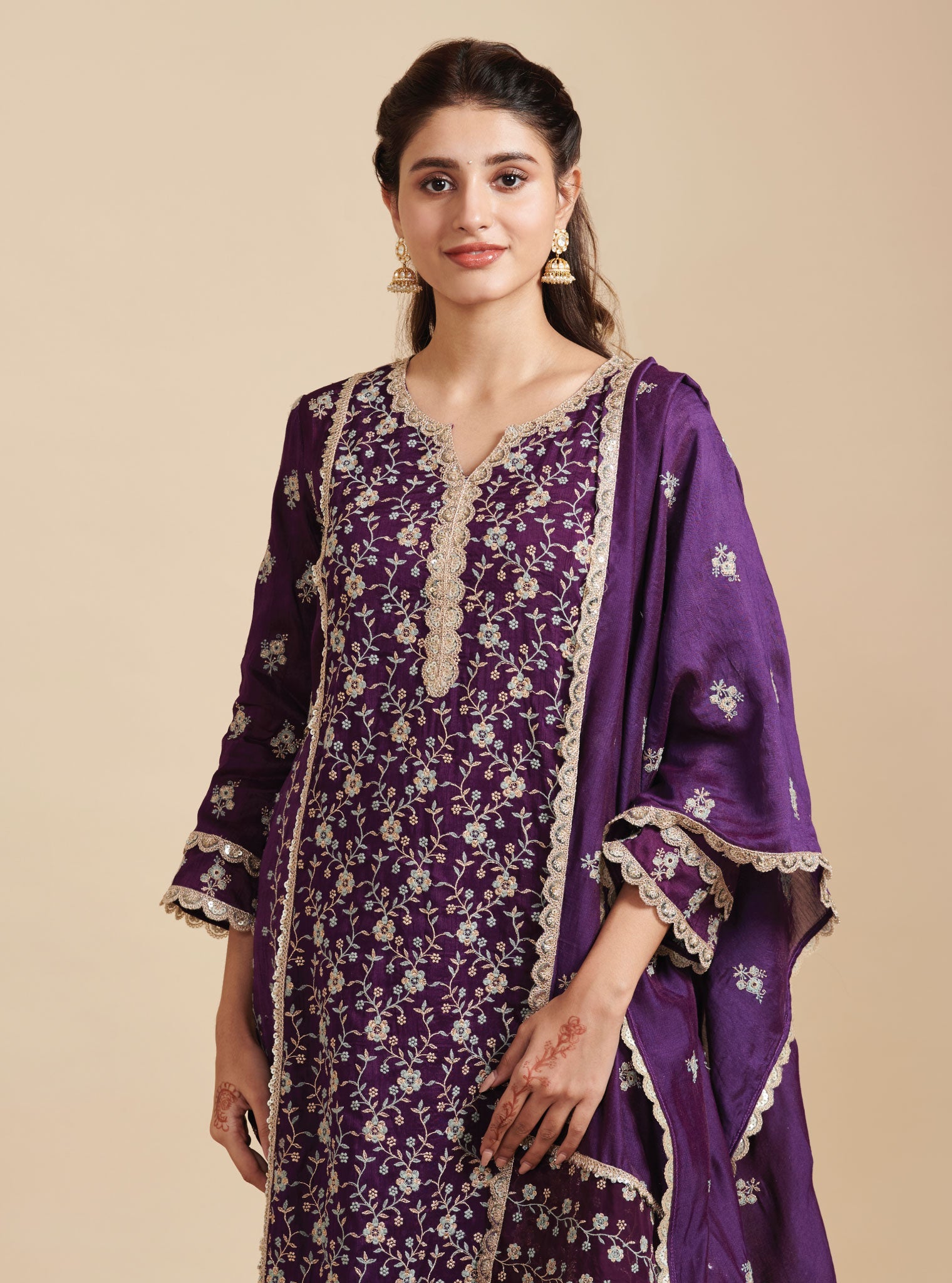 Kaashni Silk Purple Kurta Set