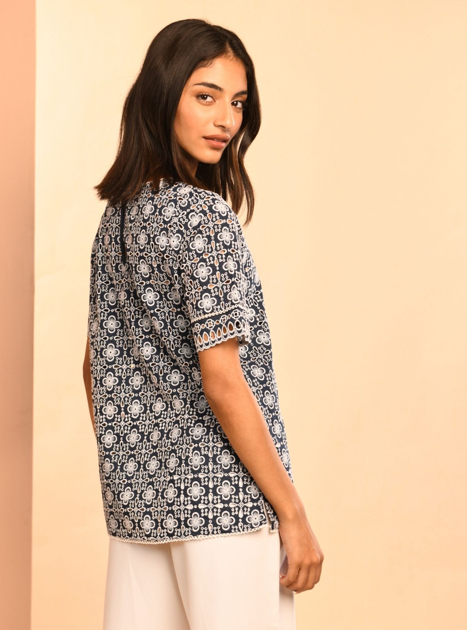 Silvia Supima Cotton Navy Top