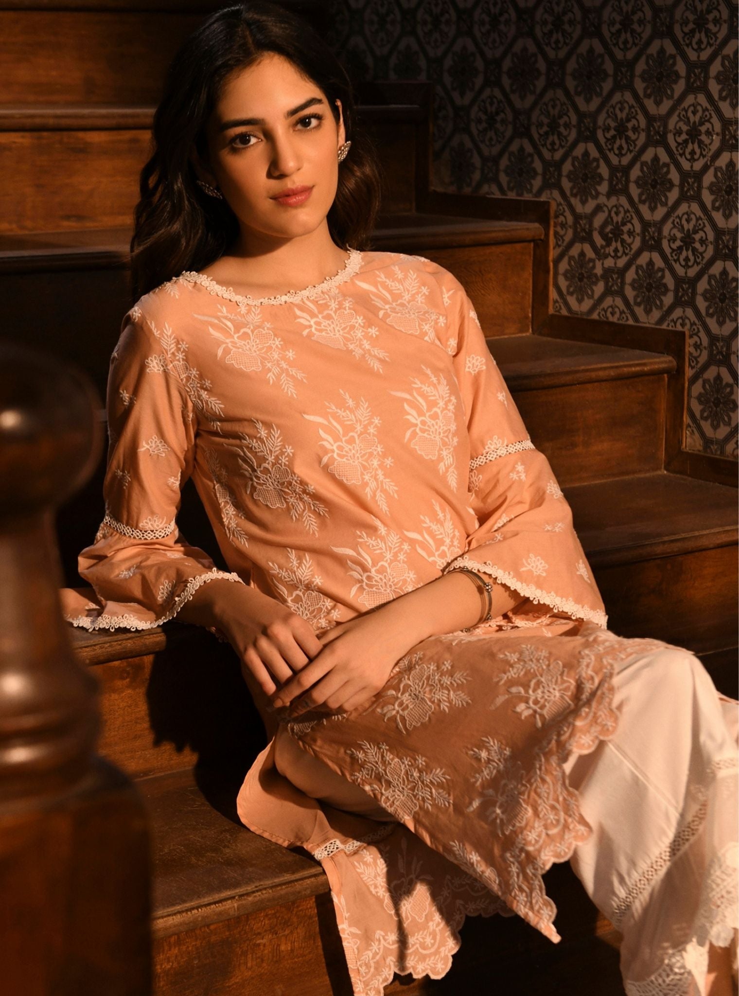 Anisa Supima Cotton Peach Kurta Set
