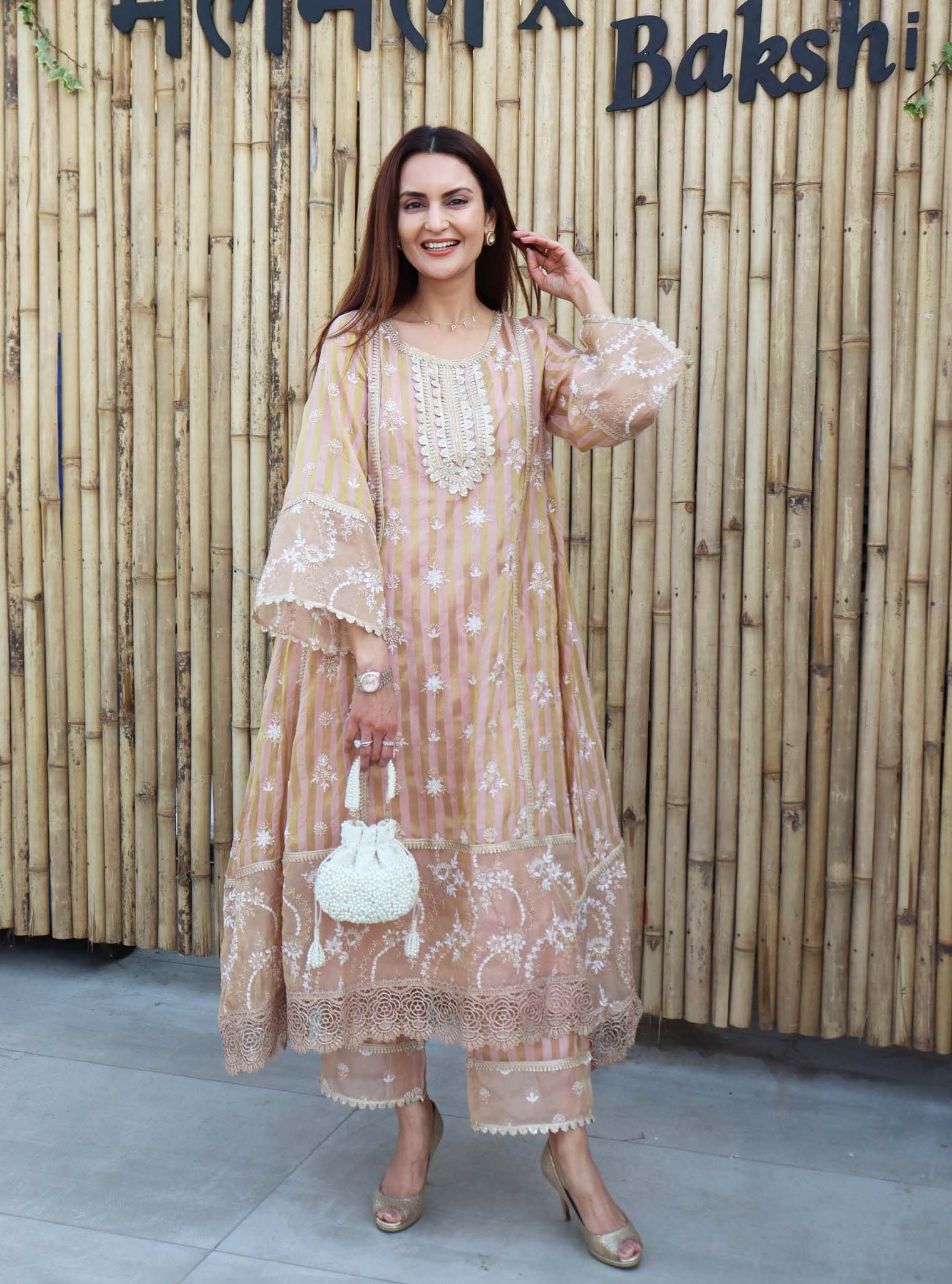 Kesar Banarsi Light Pink Anarkali Kurta Set