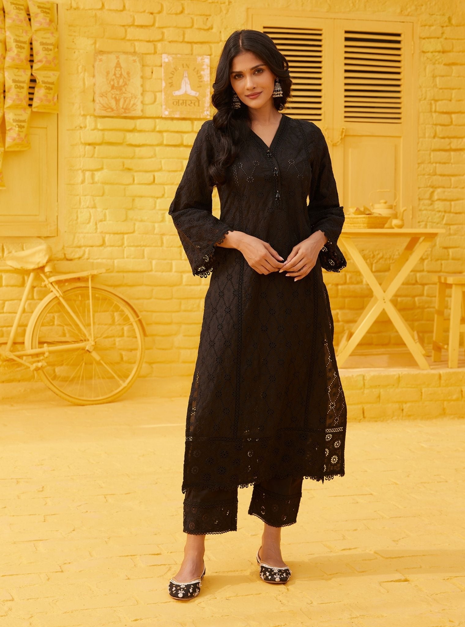 Asti Supima Cotton Black Kurta Set