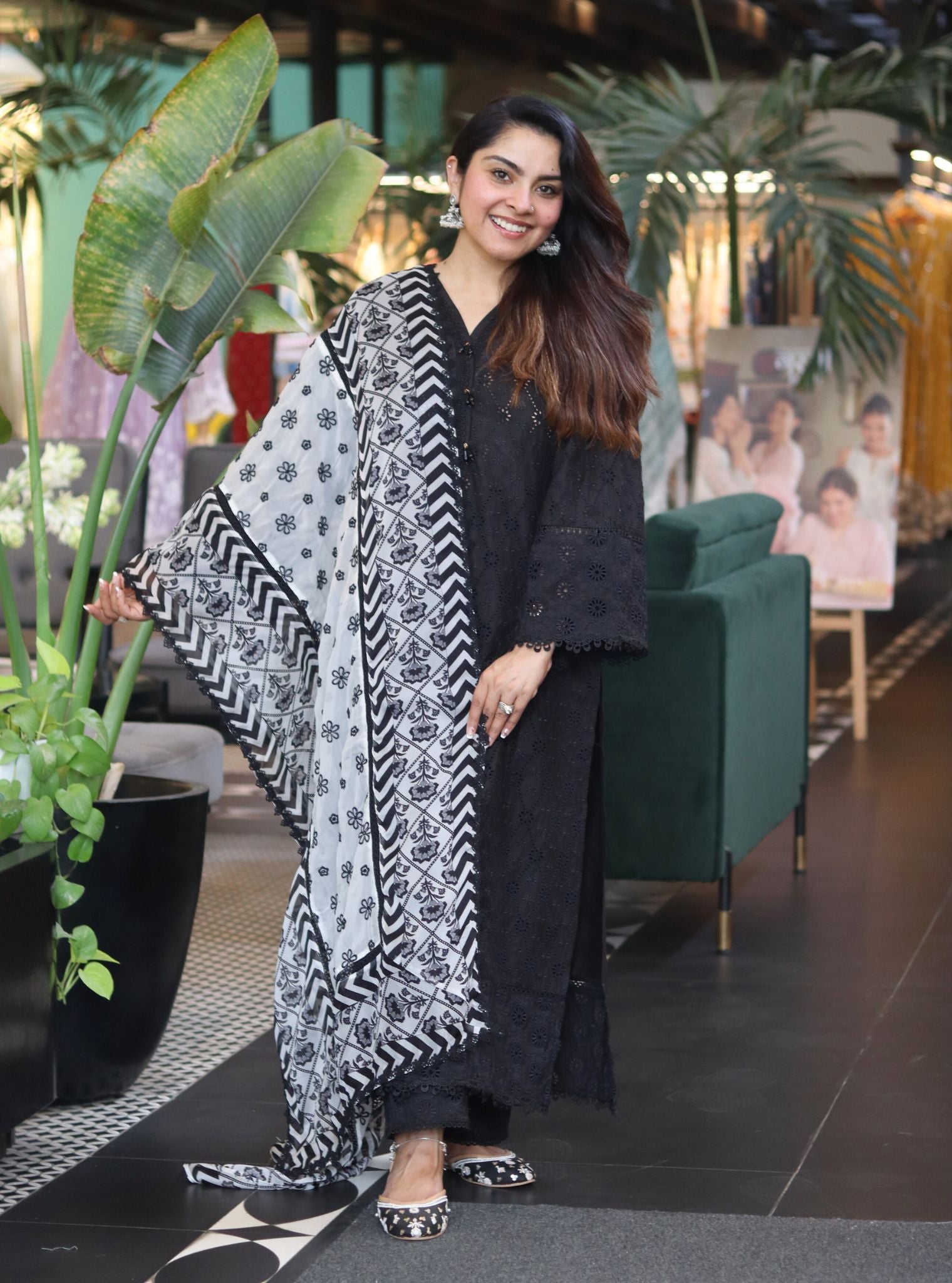 Asti Supima Cotton Black Kurta Set