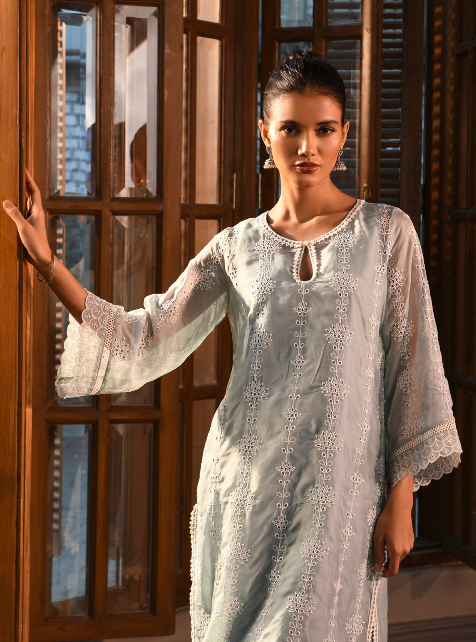 Nisrina Organza Teal Blue Kurta Set