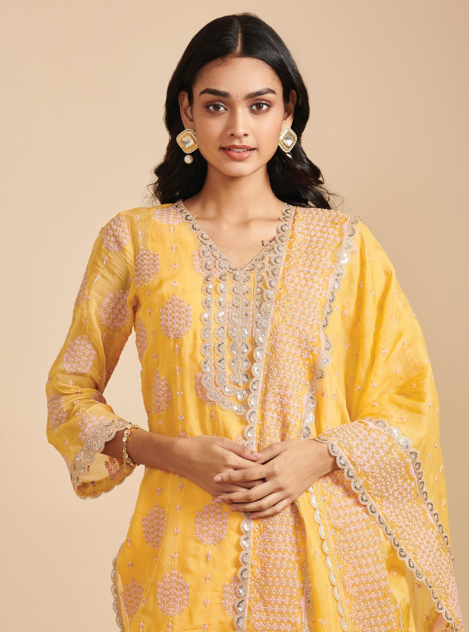 Shagna Organza Yellow Kurta Set