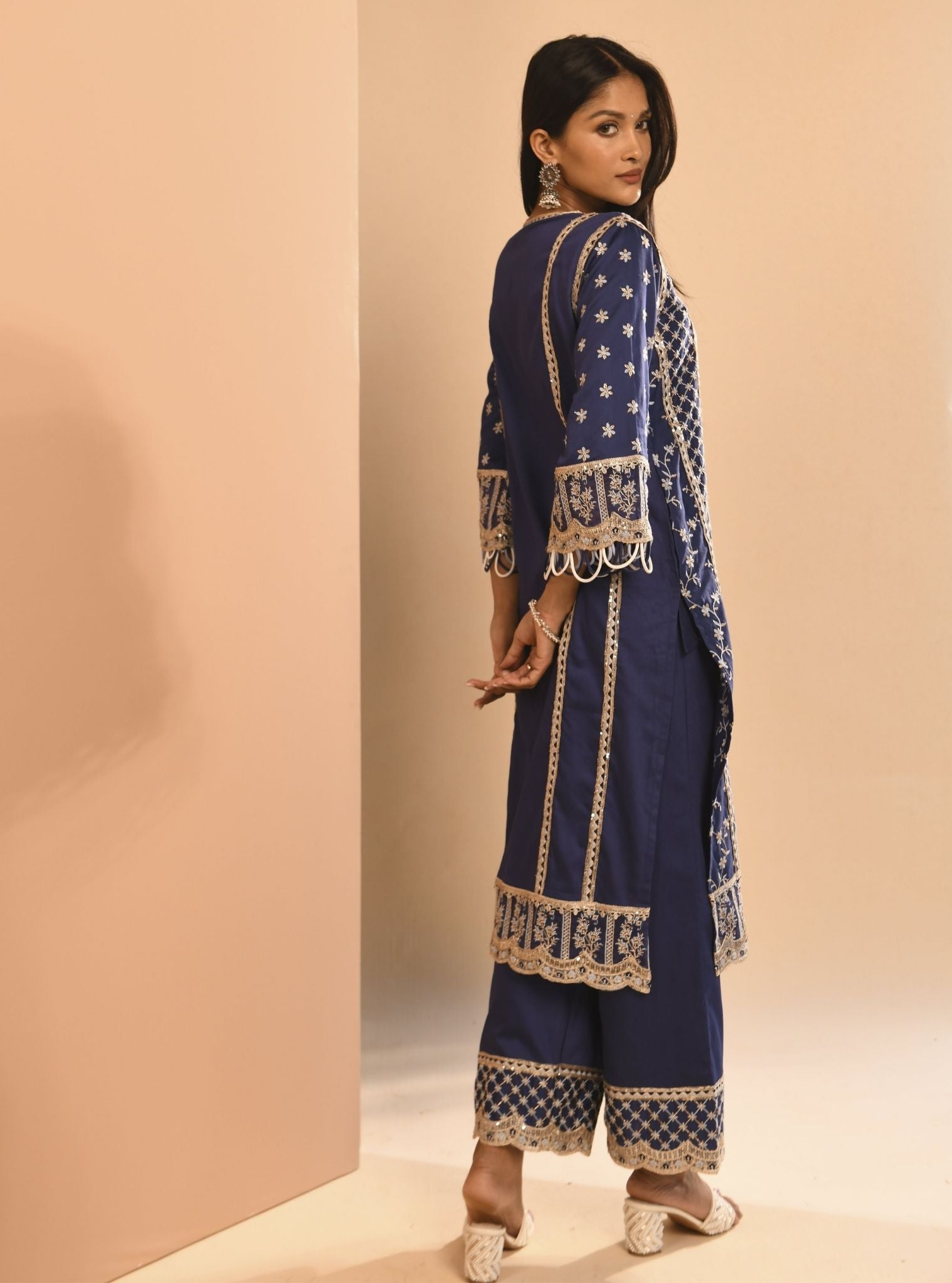 Briti Pima Navy Kurta Set