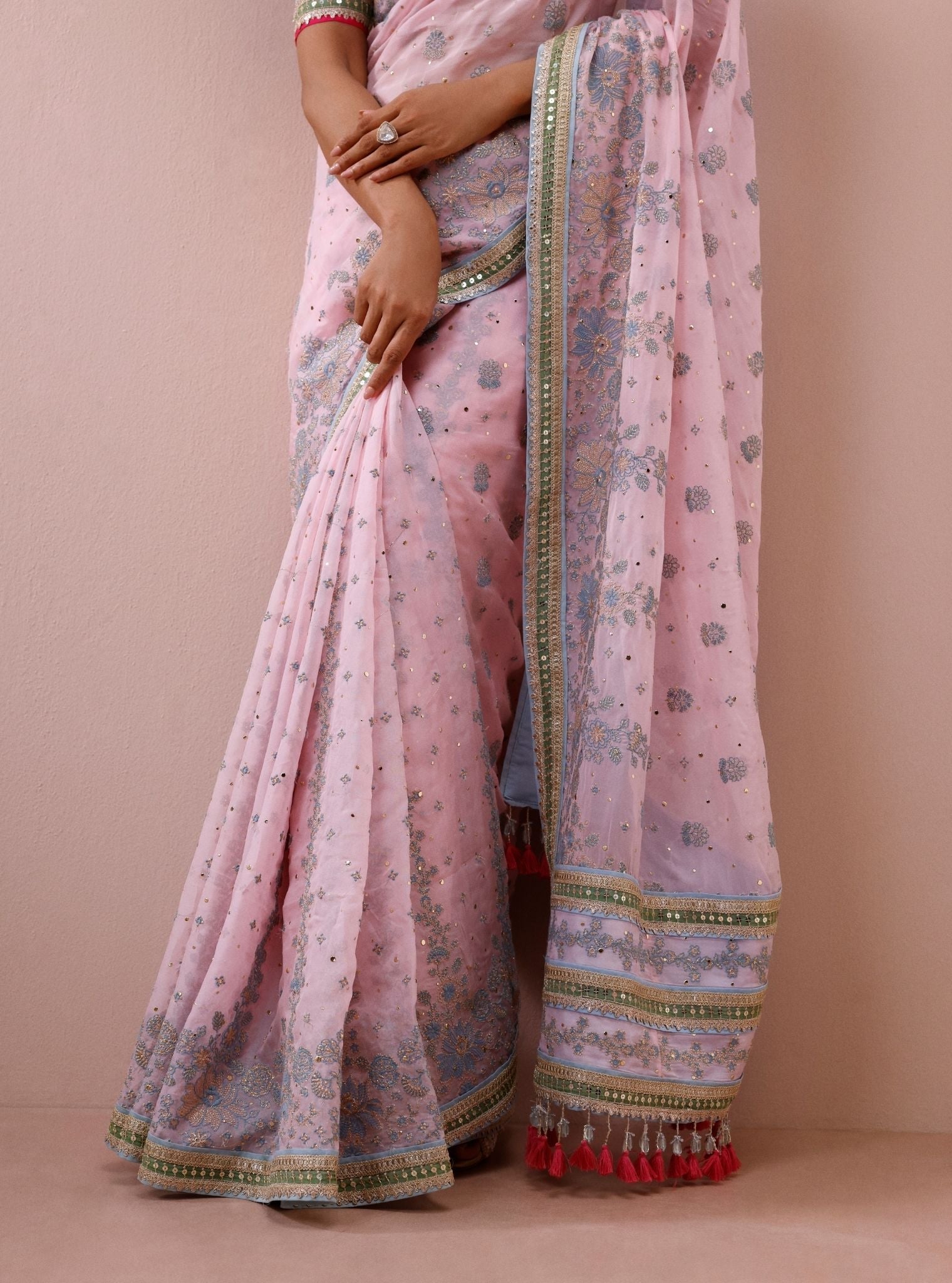 Lavi Organza Pink Saree