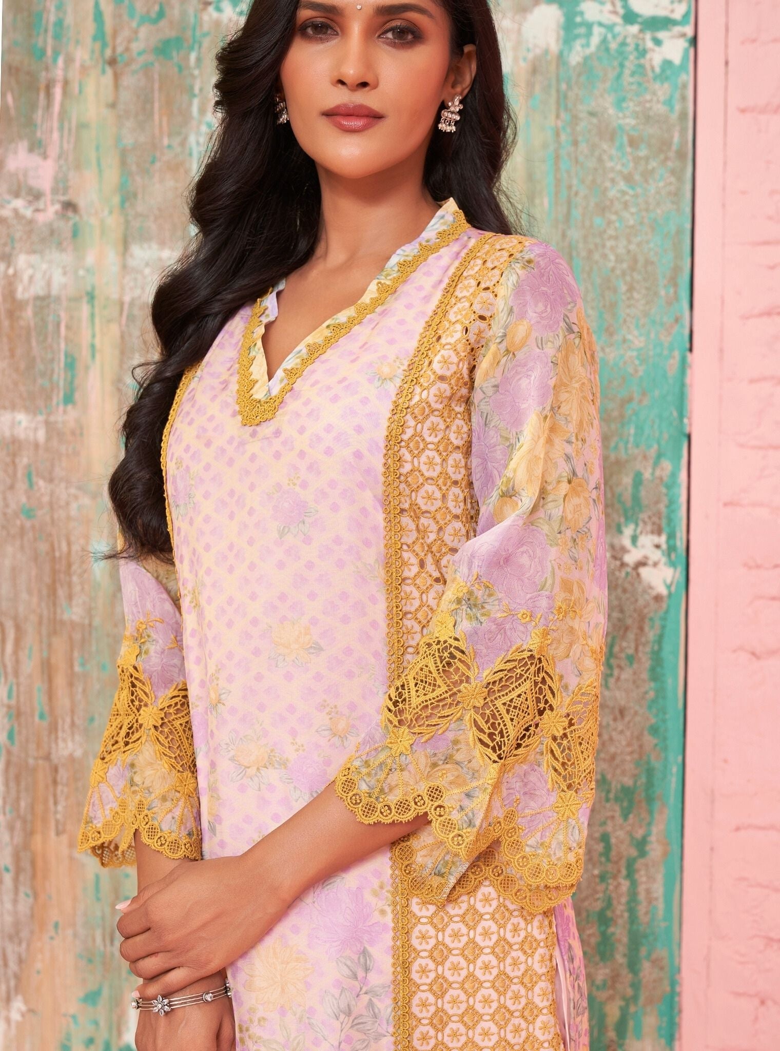 Astoria Organza Printed Pink Kurta Set