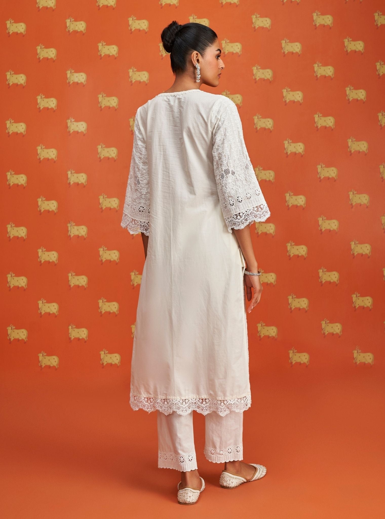 Lawana Supima Cotton Off White Kurta Set