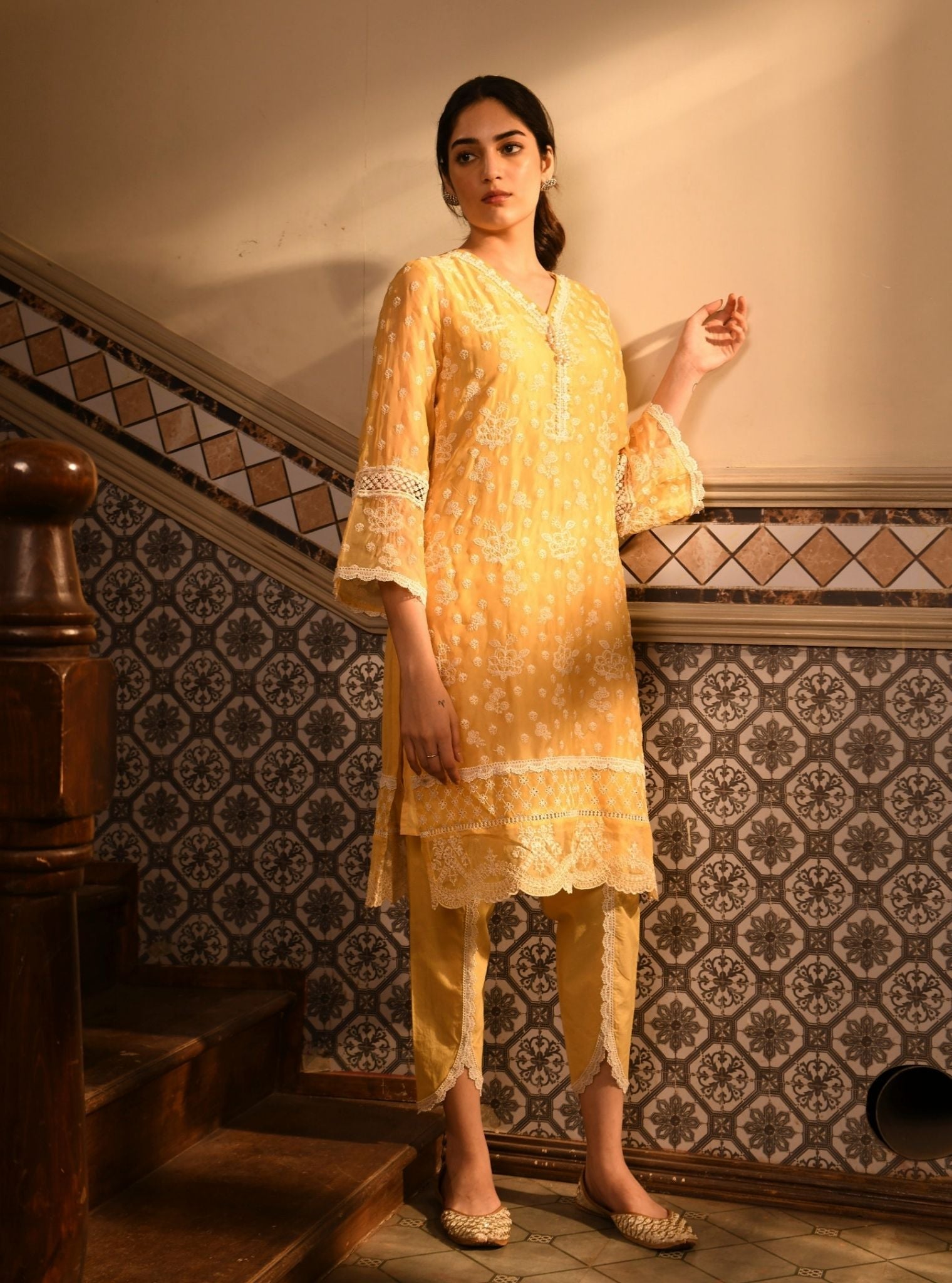 Aylin Organza Yellow Kurta Set