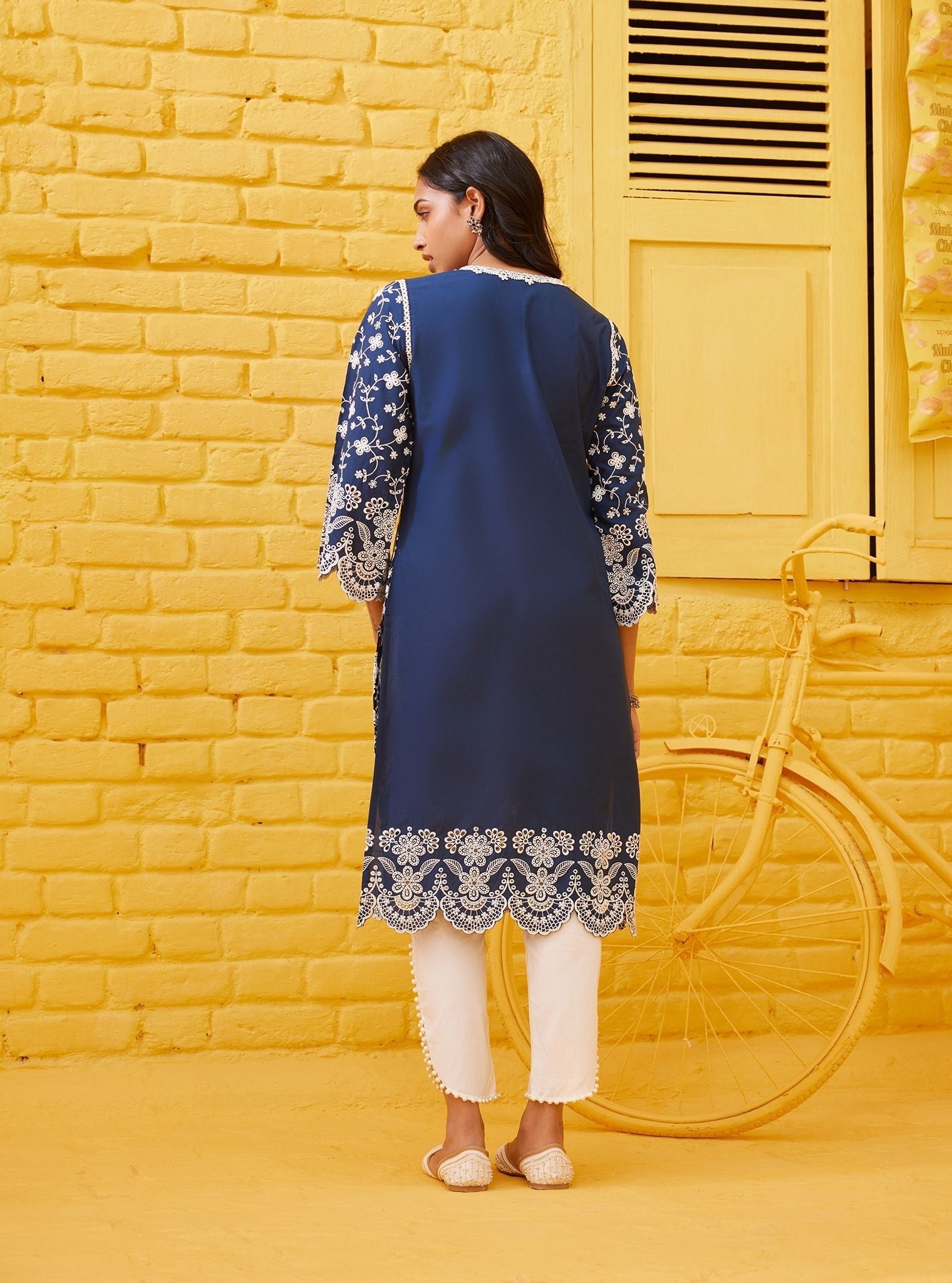 Gauri Supima Cotton Navy Kurta Set