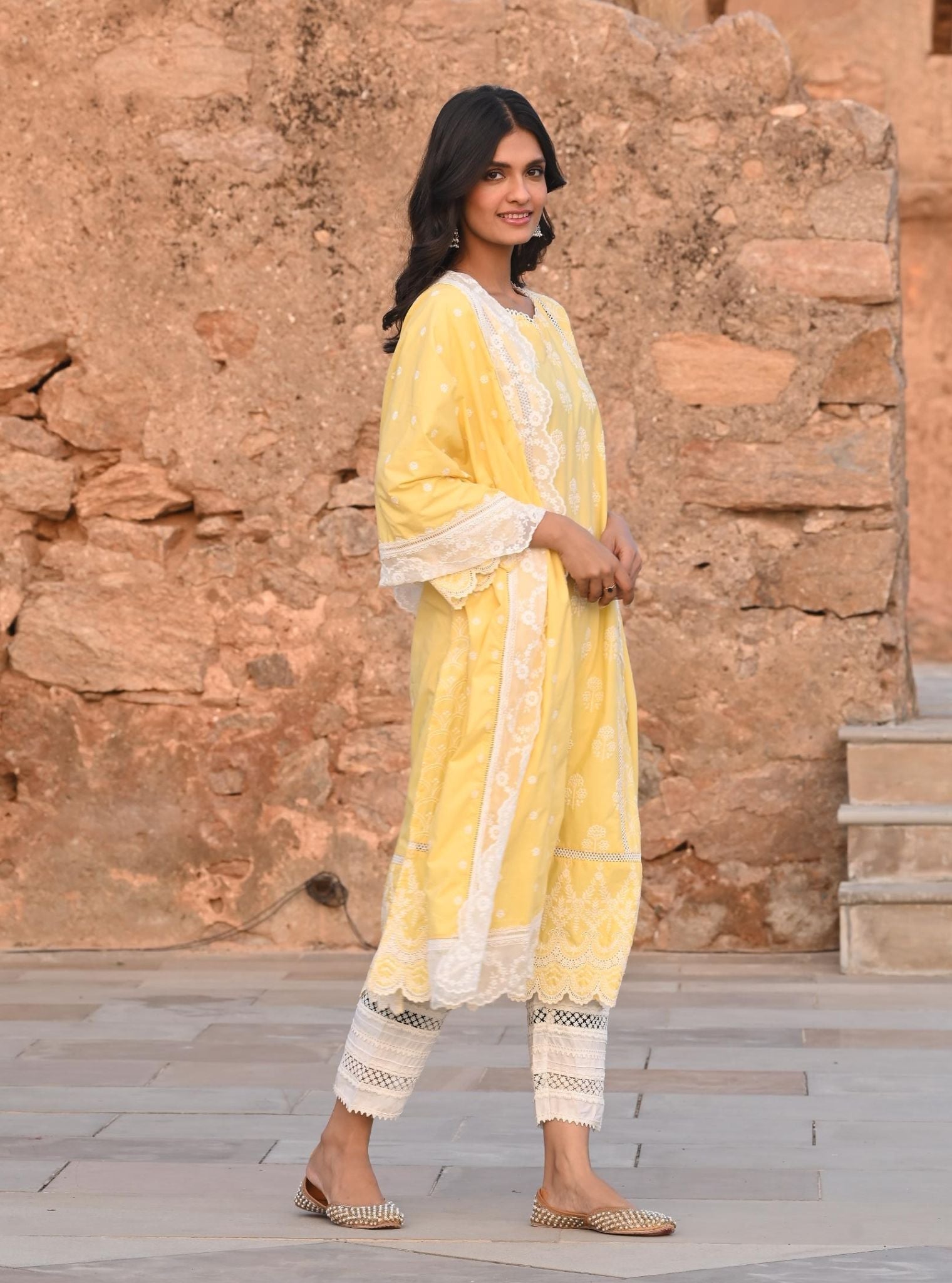 Blair Supima Satin Yellow Kurta Set