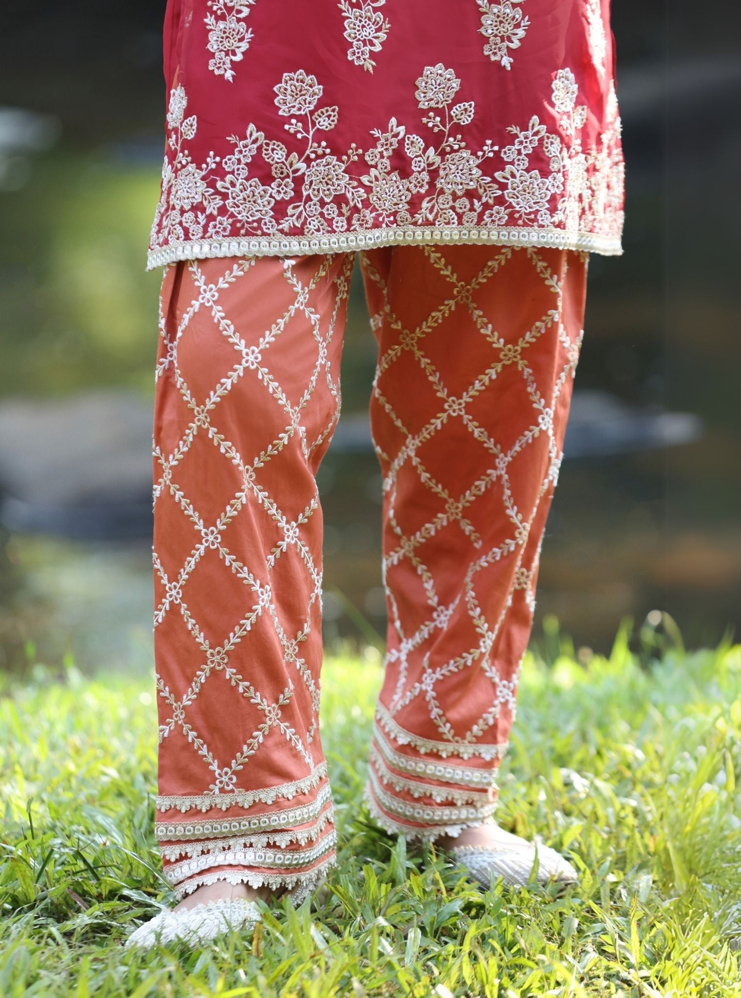 Khwab Organza Red Kurta Set