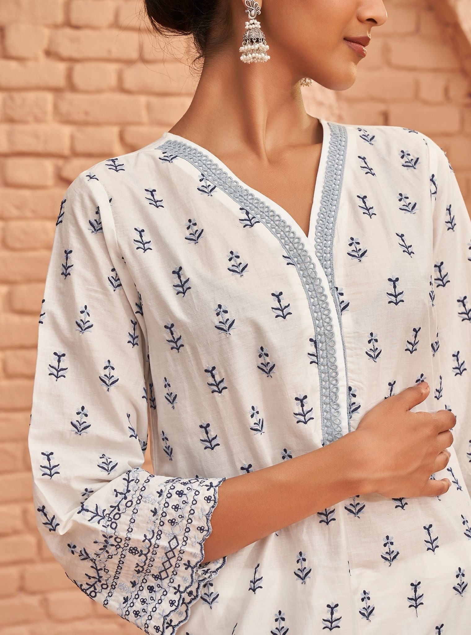 Nyra Supima Cotton Off White Kurta Set