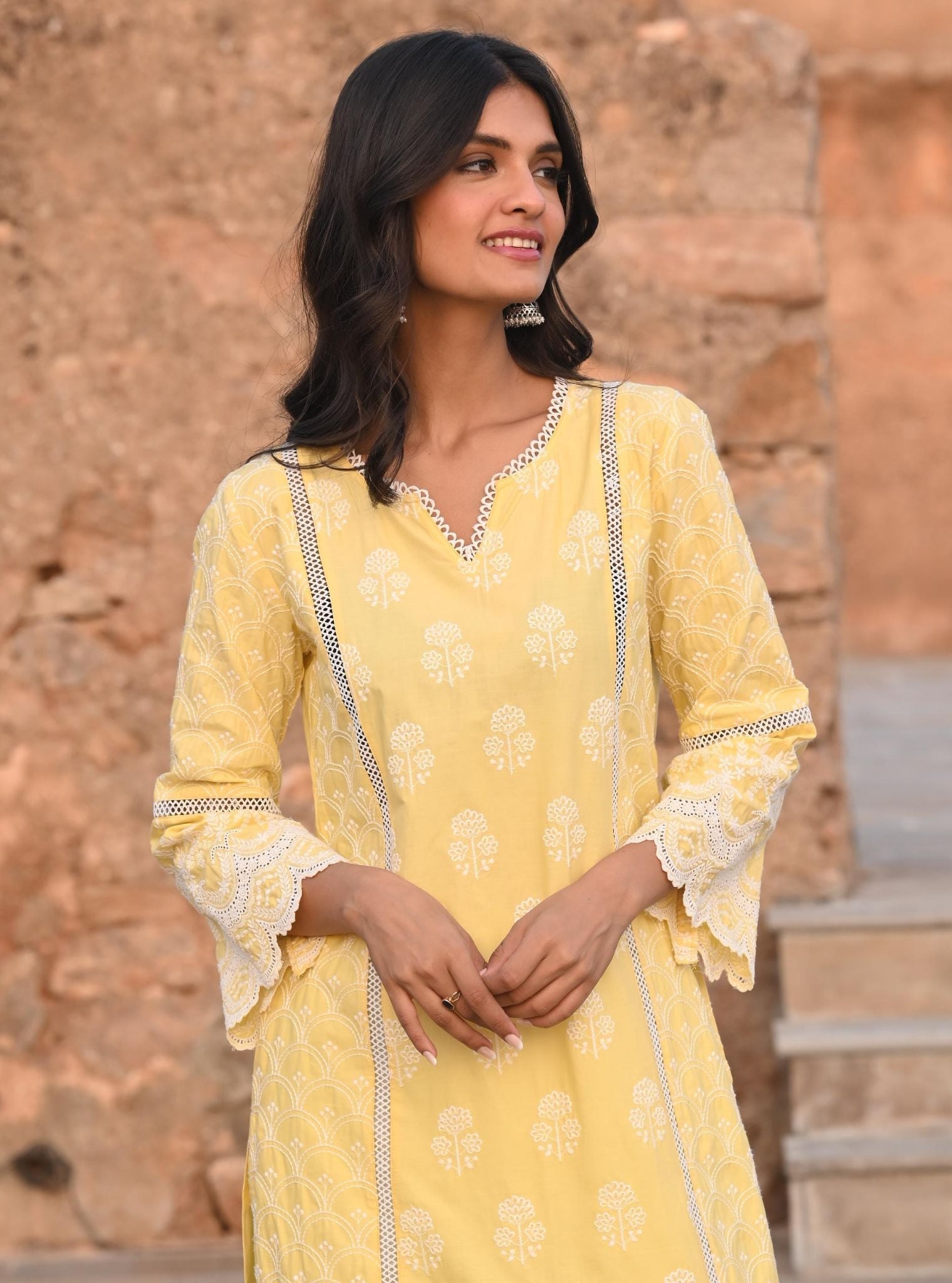 Blair Supima Satin Yellow Kurta Set