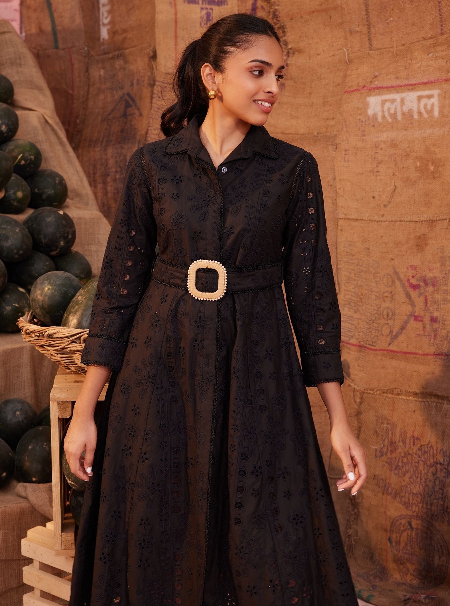 Luca Supima Cotton Black Long Dress