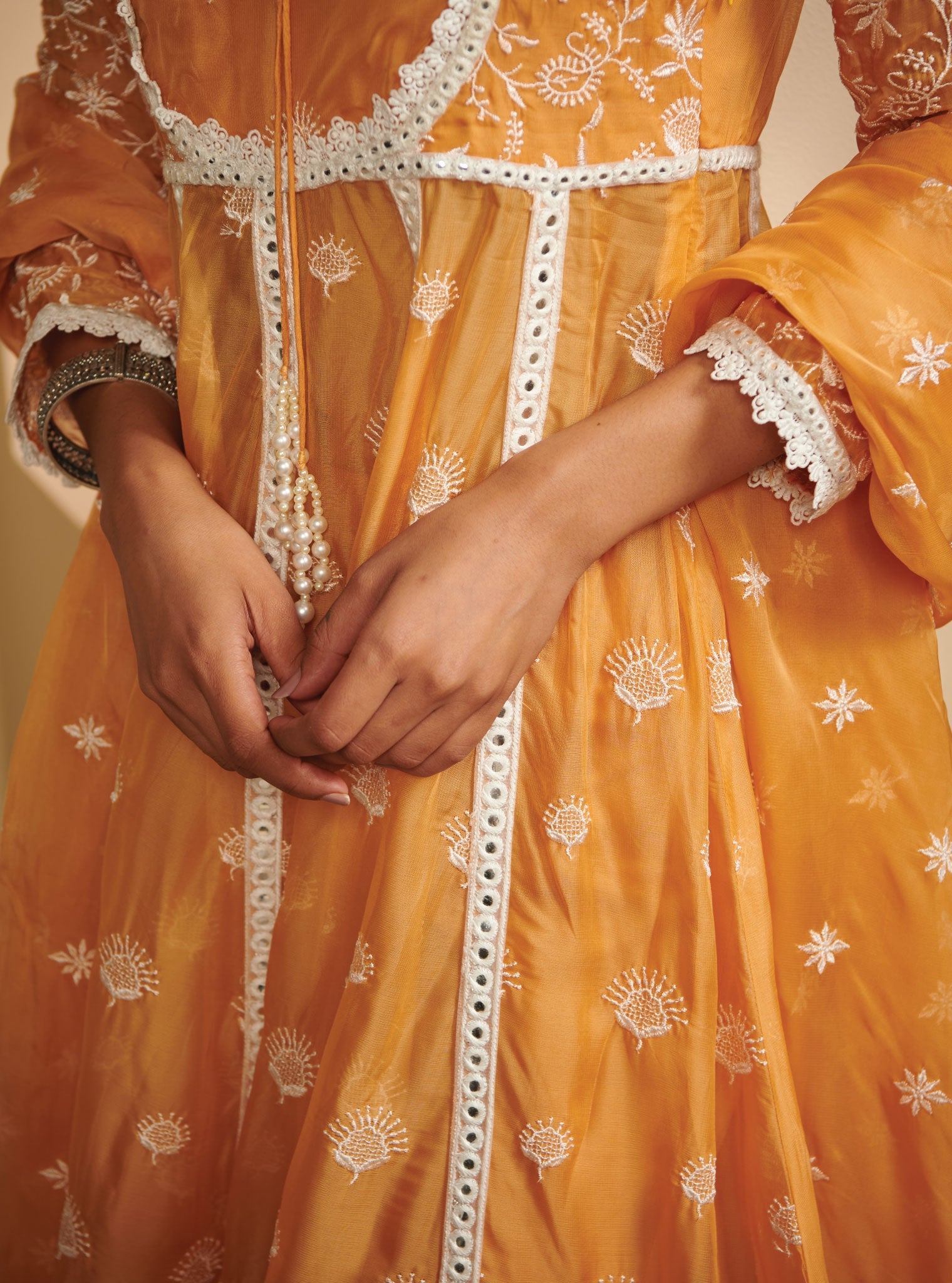 Prasatti Organza Mango Anarkali Kurta Set