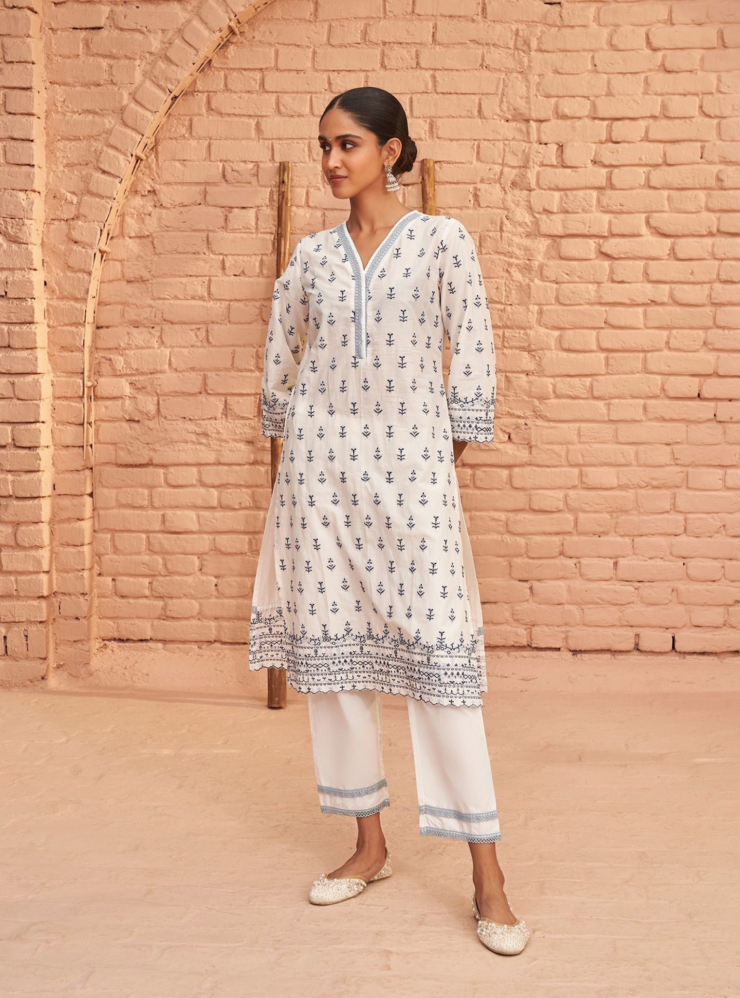 Nyra Supima Cotton Off White Kurta Set