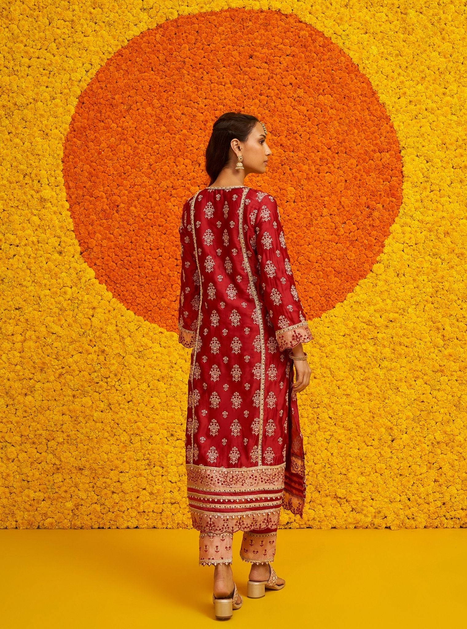 Shubh Organza Satin Red Kurta Set