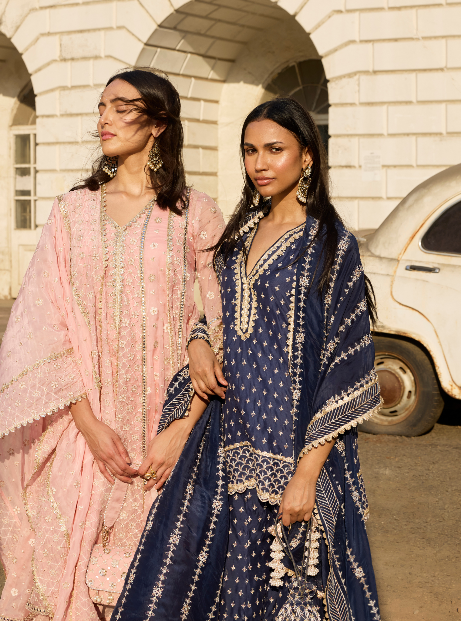 Sangli Organza Navy Kurta with Sharara Set