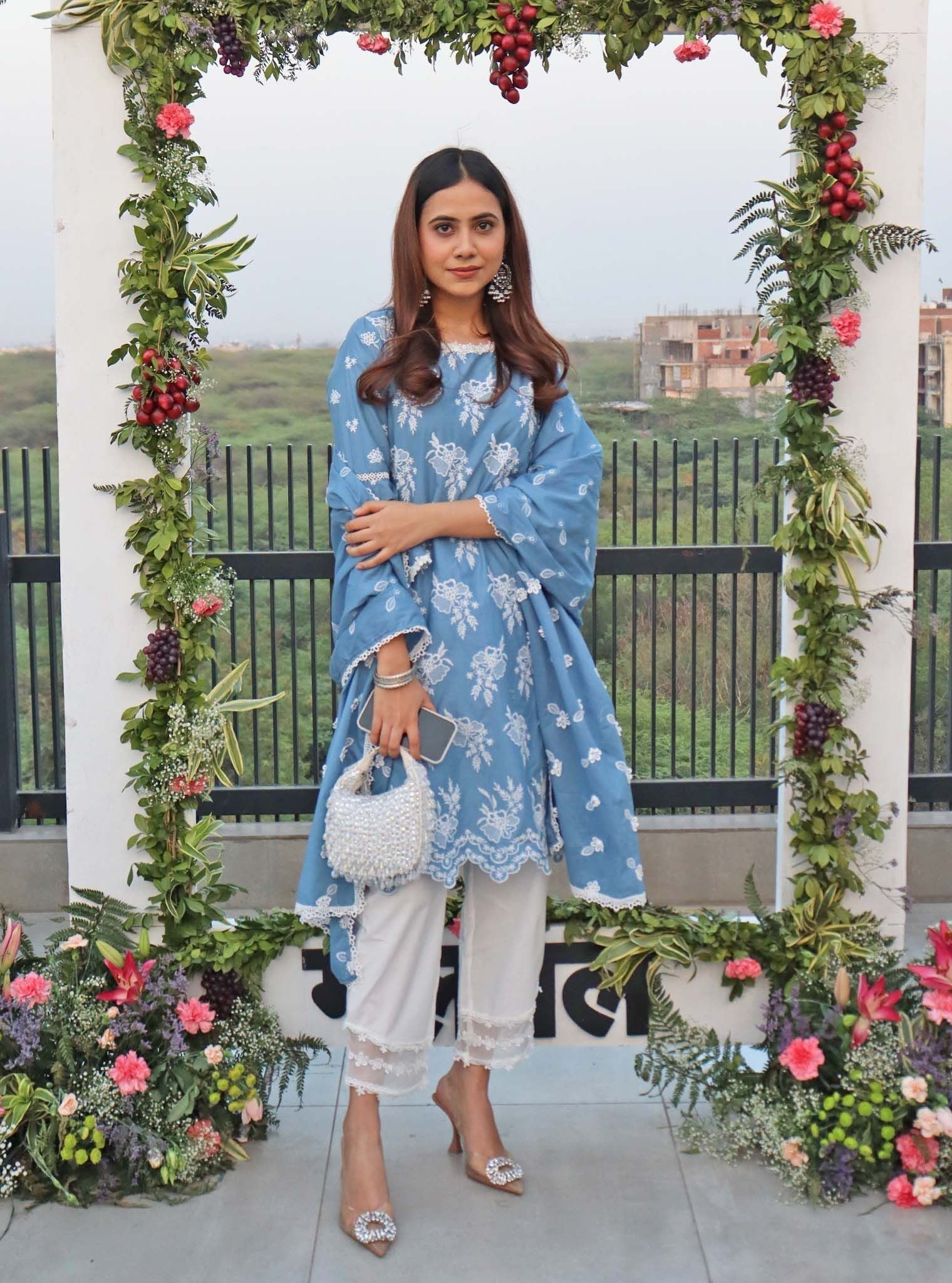 Anisa Supima Cotton Denim Kurta Set