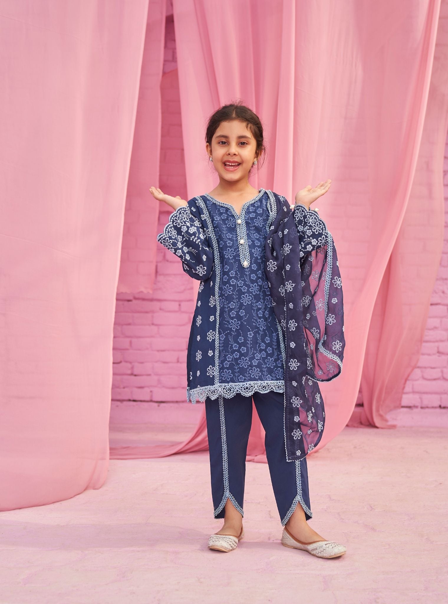 Elin Supima Cotton Navy Kurta Set