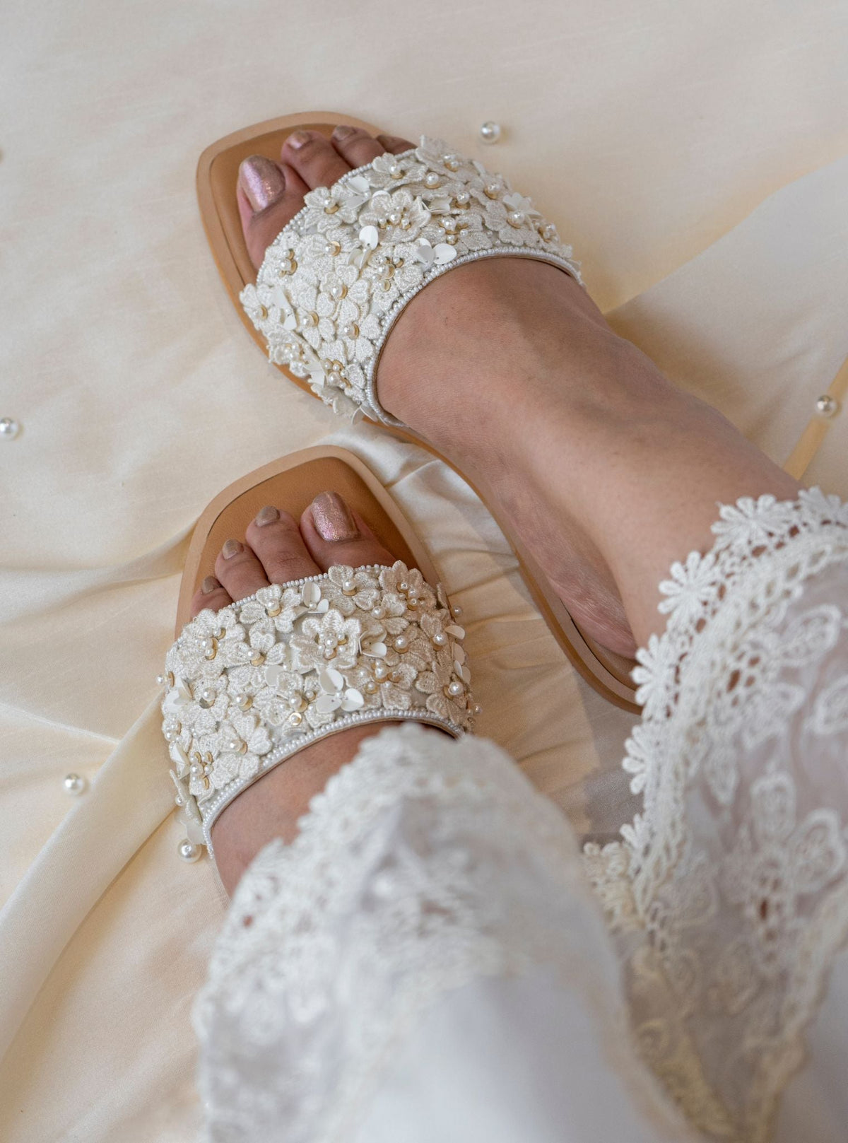 Mrunal Off White Vegan Flat Sandal