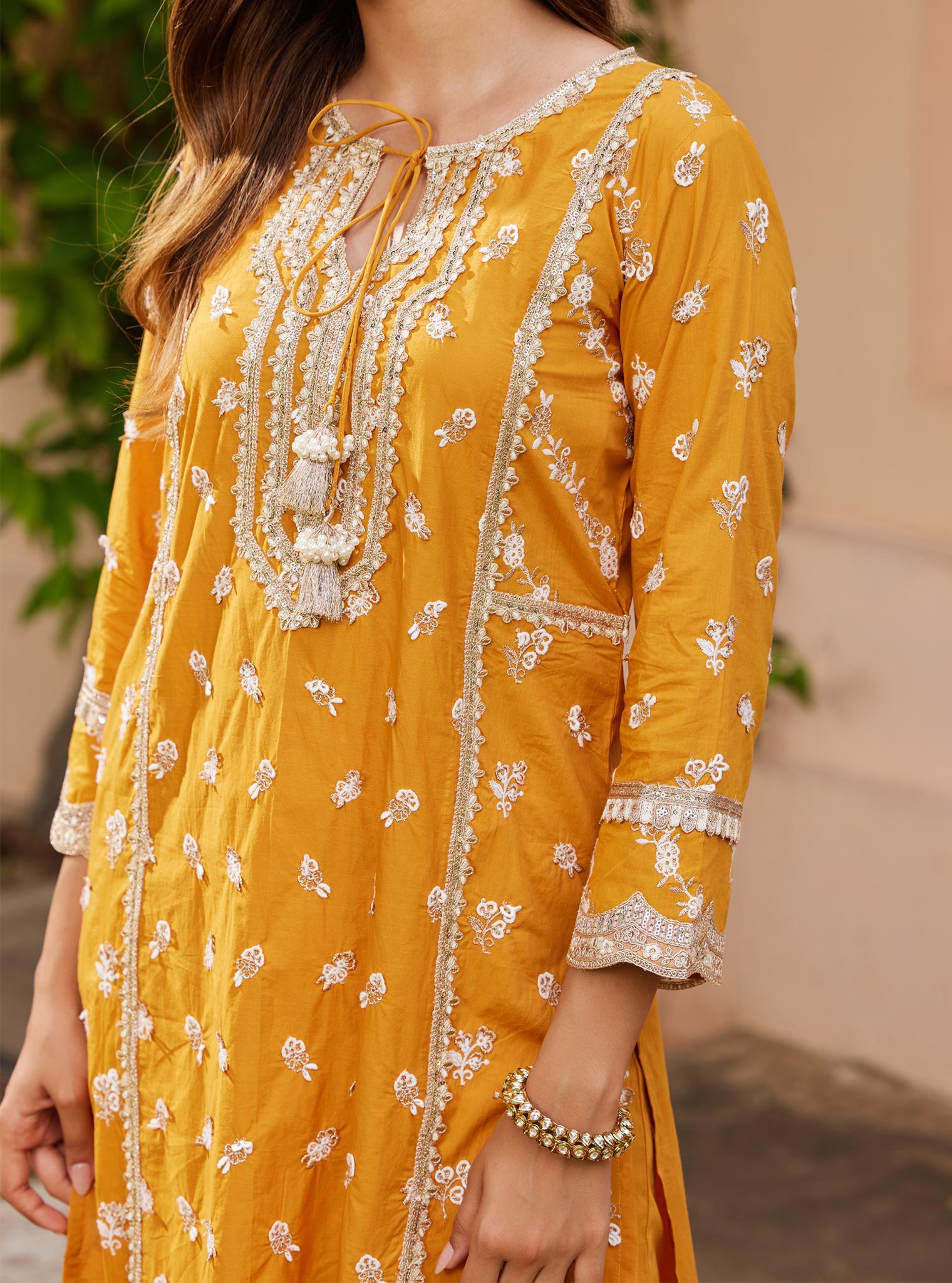 Adah Supima Cotton Orange Kurta Set