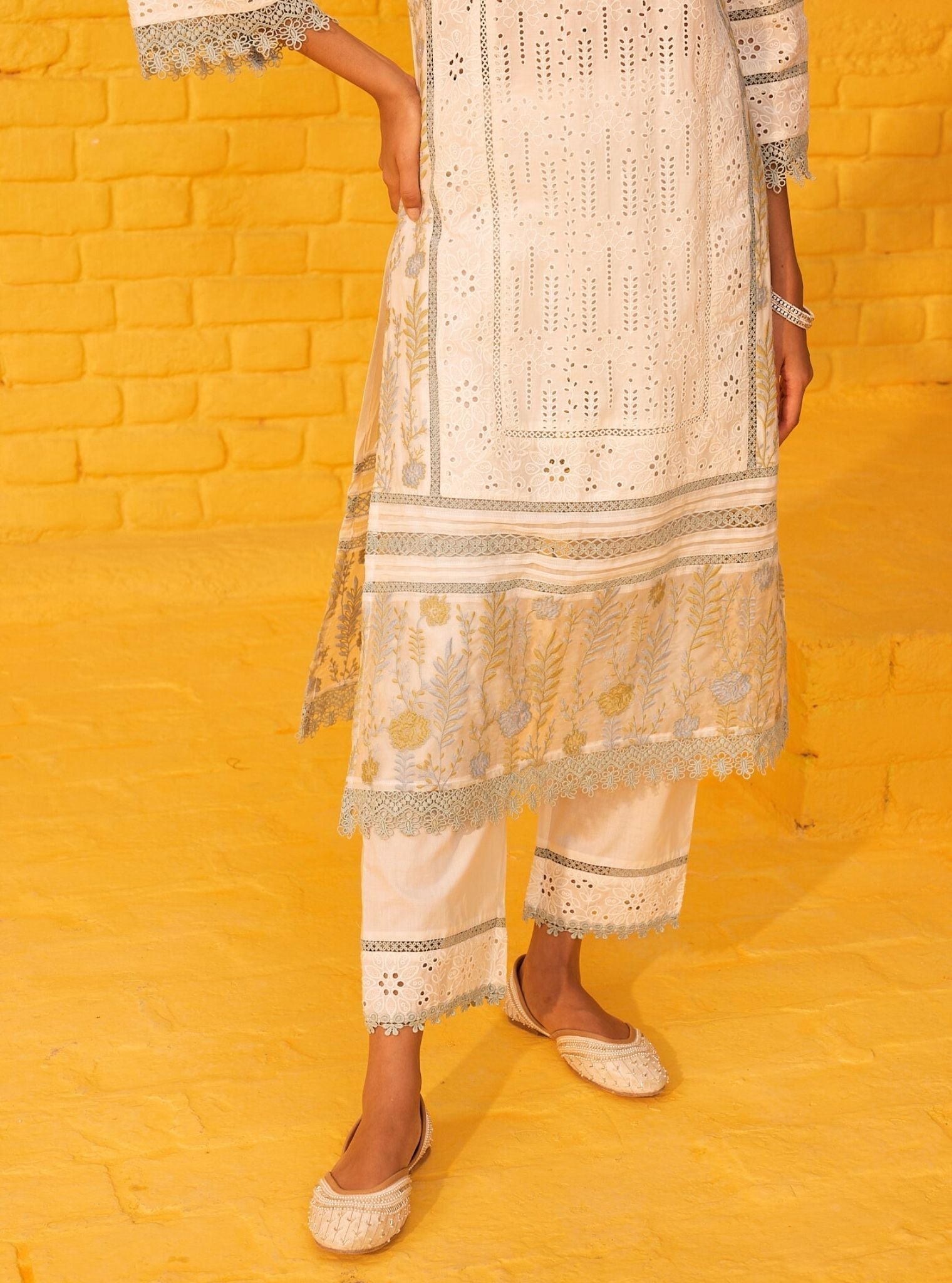 Maithali Supima Cotton Off White Kurta Set