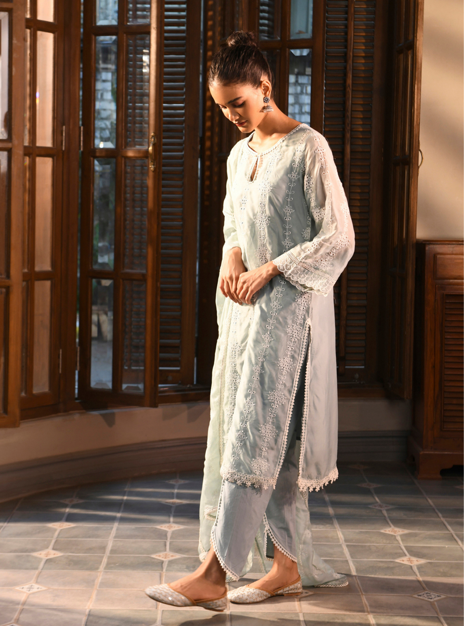 Nisrina Organza Teal Blue Kurta Set