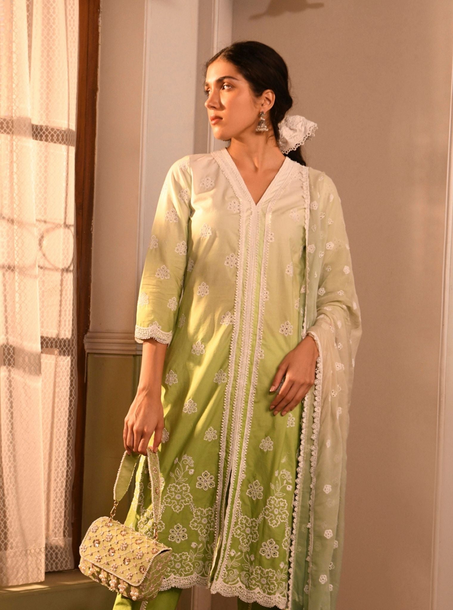 Brie Supima Cotton Green Kurta Set