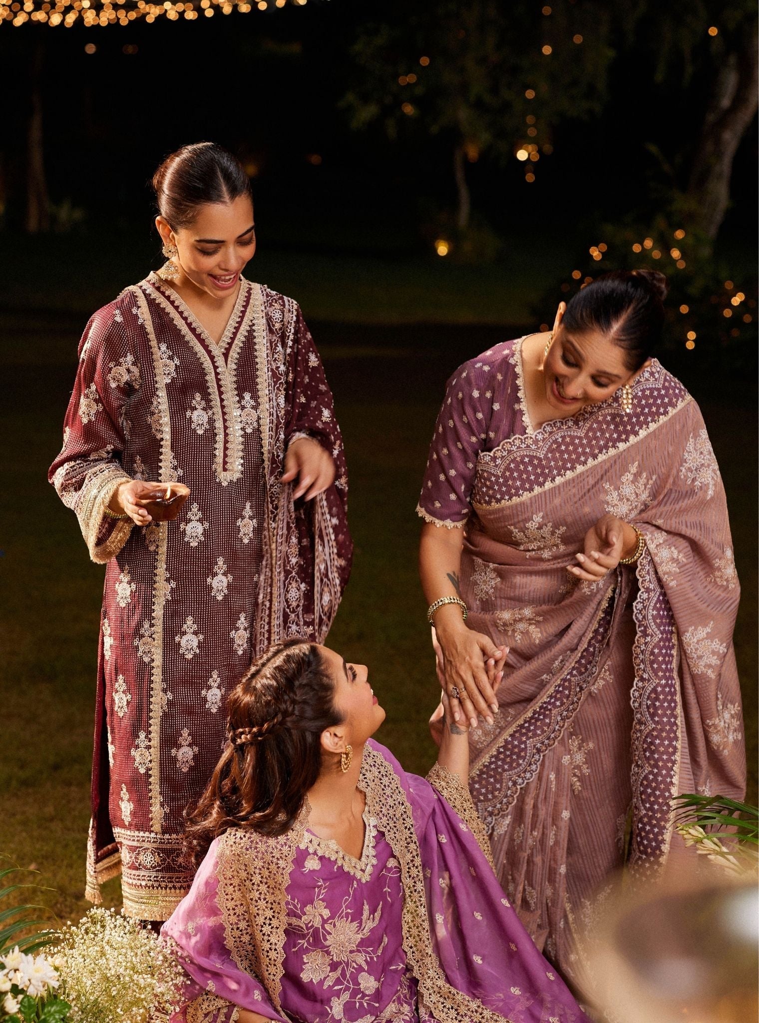 Iyana Banarsi Wine Kurta Set