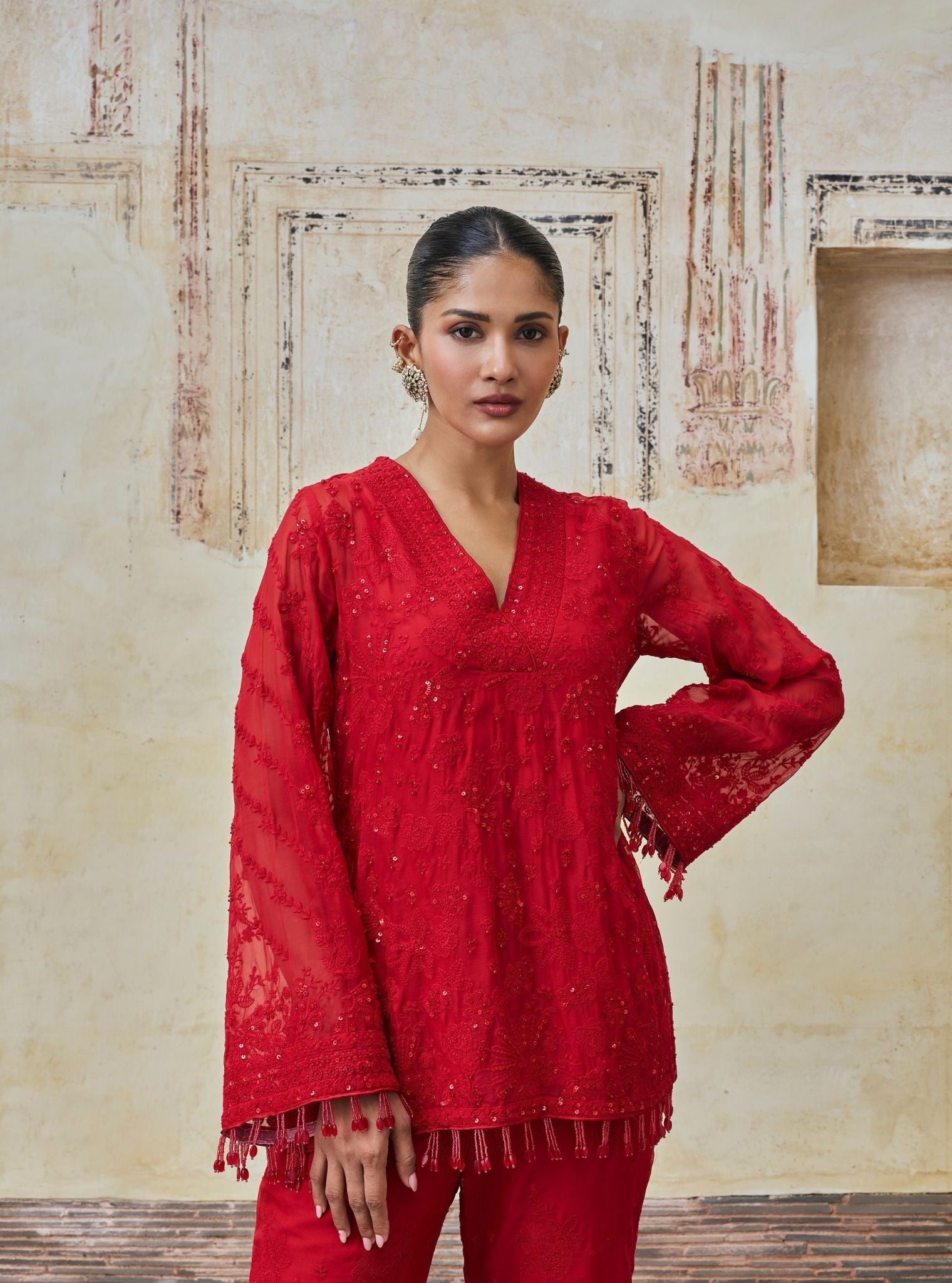 Reja Organza Red Co-ord Set