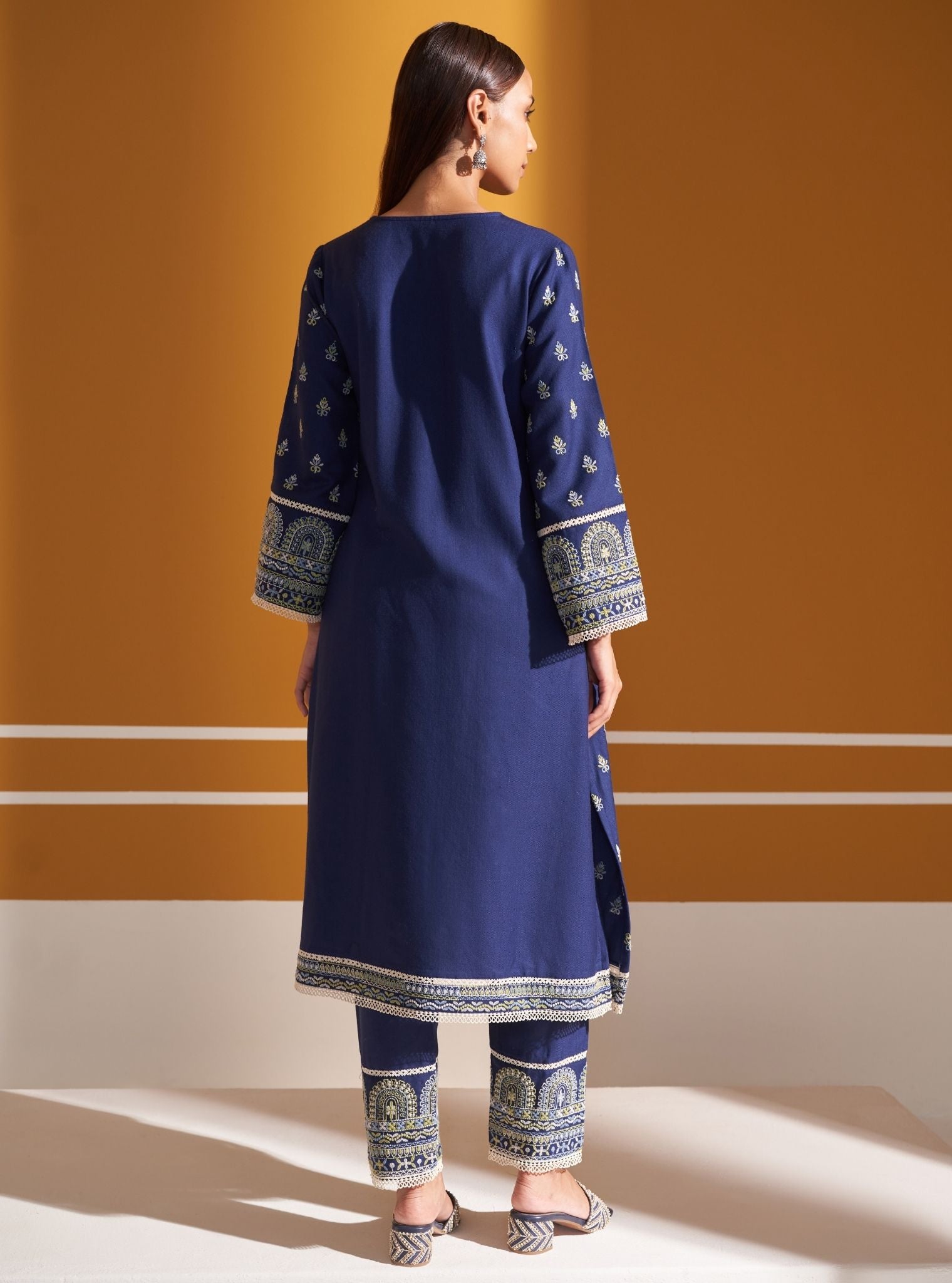 Wren Wool Navy Kurta Set